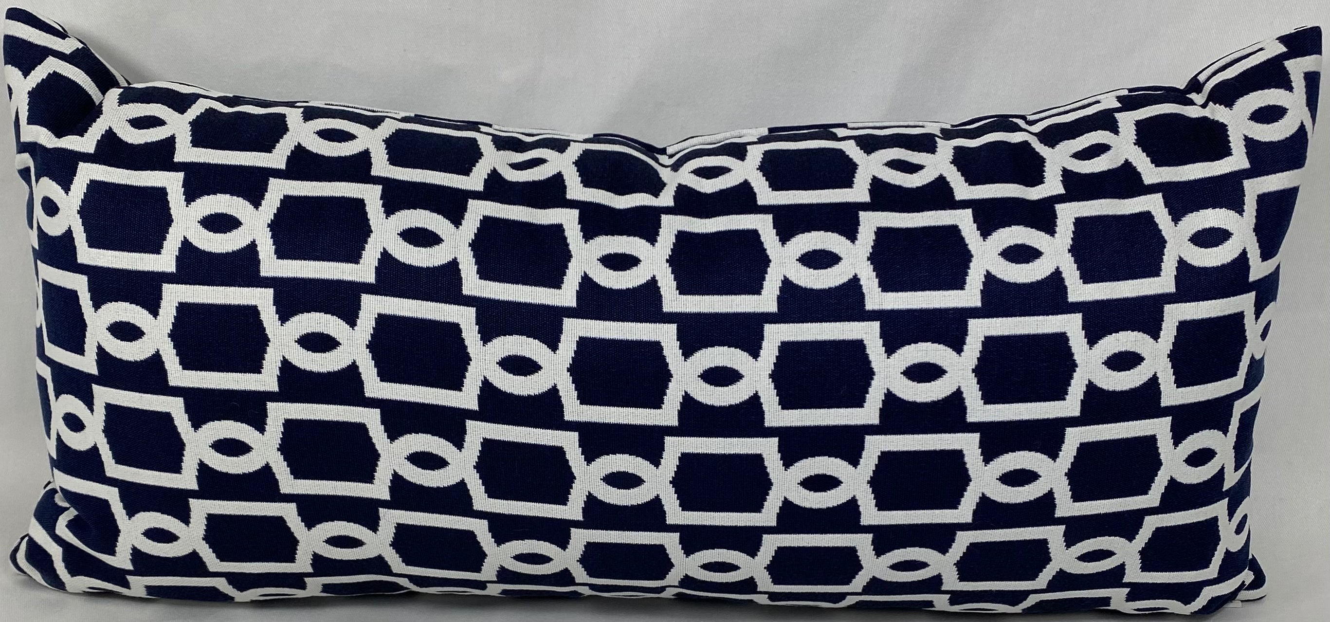 Luxury Outdoor Lumbar Pillow – 22" × 12" – Ocean Gate Navy