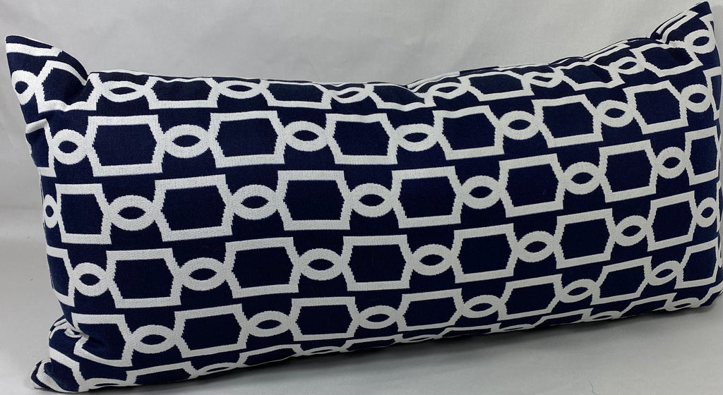 Luxury Outdoor Lumbar Pillow – 22" × 12" – Ocean Gate Navy