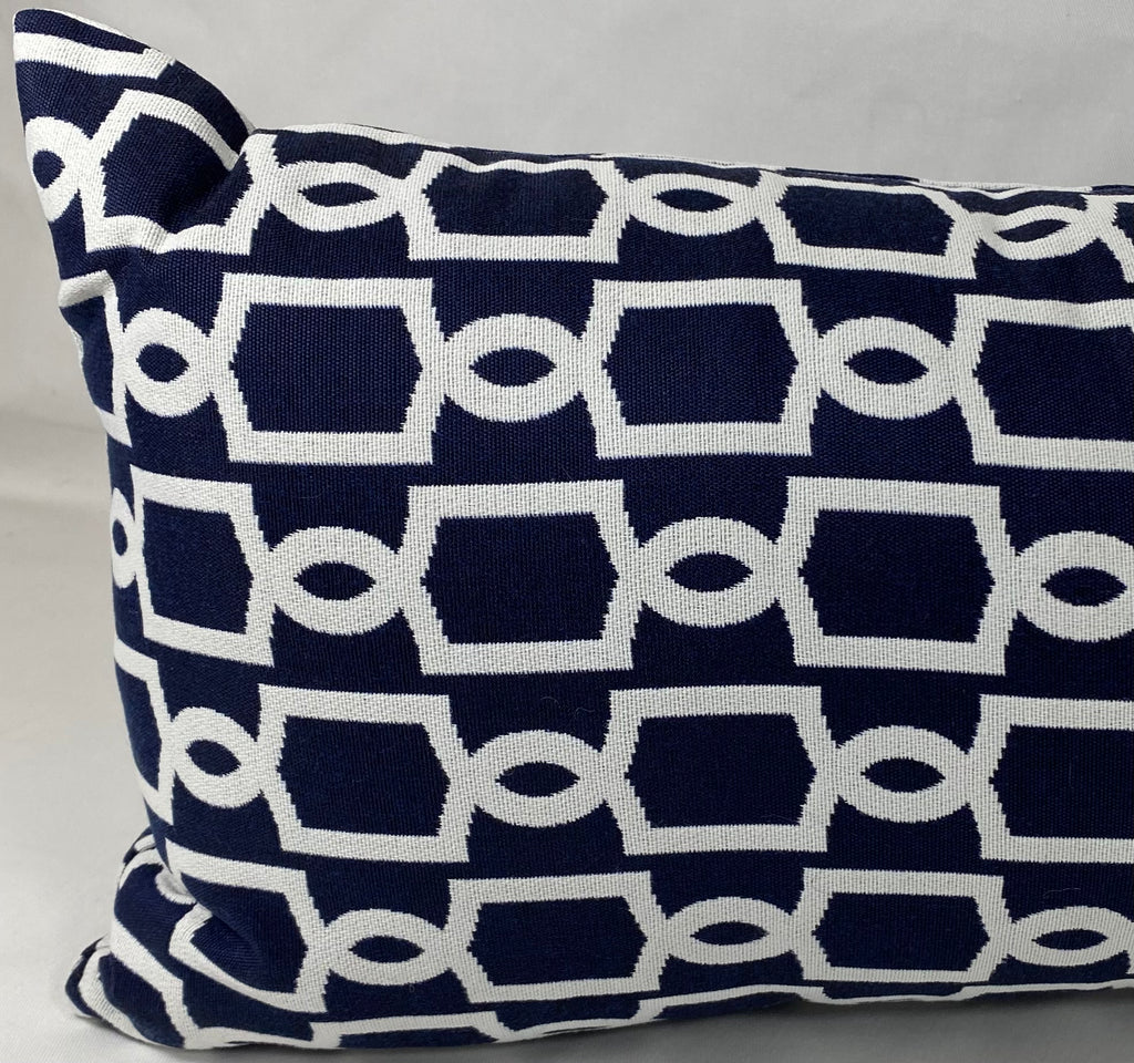 Luxury Outdoor Lumbar Pillow – 22" × 12" – Ocean Gate Navy