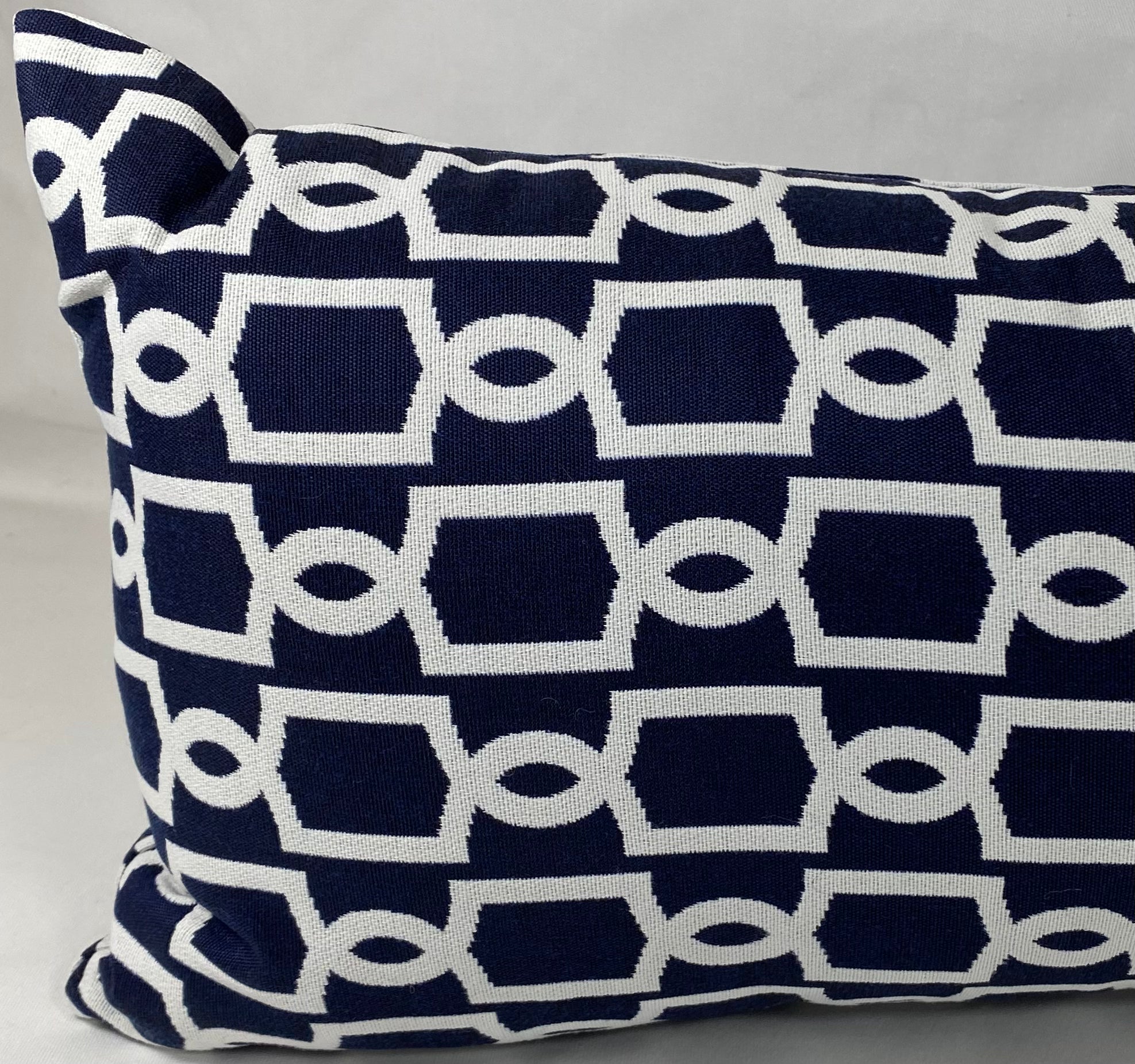 Luxury Outdoor Lumbar Pillow – 22" × 12" – Ocean Gate Navy