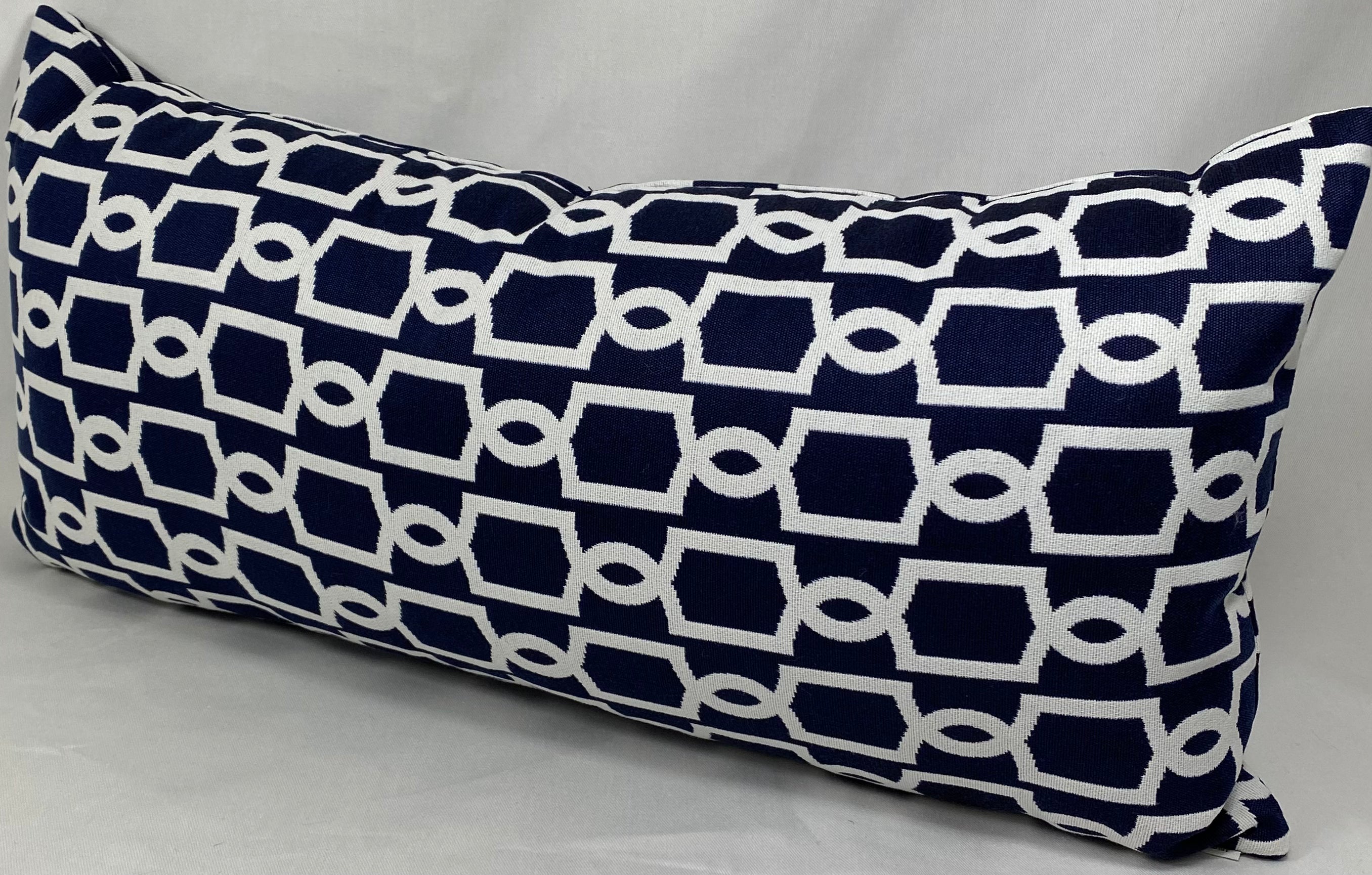 Luxury Outdoor Lumbar Pillow – 22" × 12" – Ocean Gate Navy