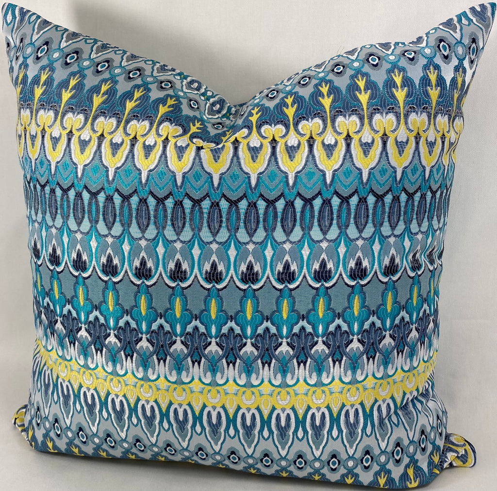 Luxury Outdoor Pillow – 22" × 22" – Kanthum Turquoise