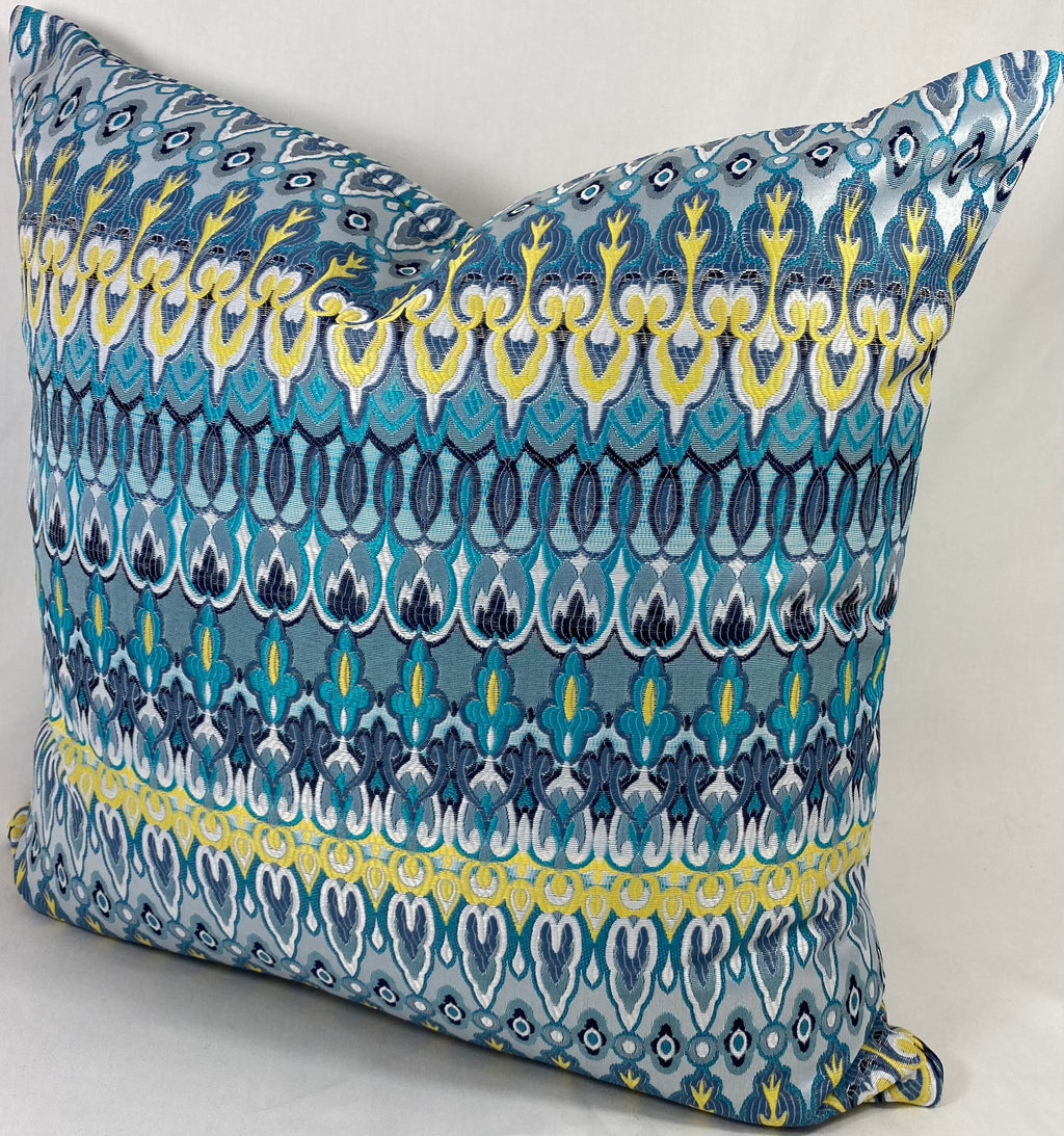 Luxury Outdoor Pillow – 22" × 22" – Kanthum Turquoise