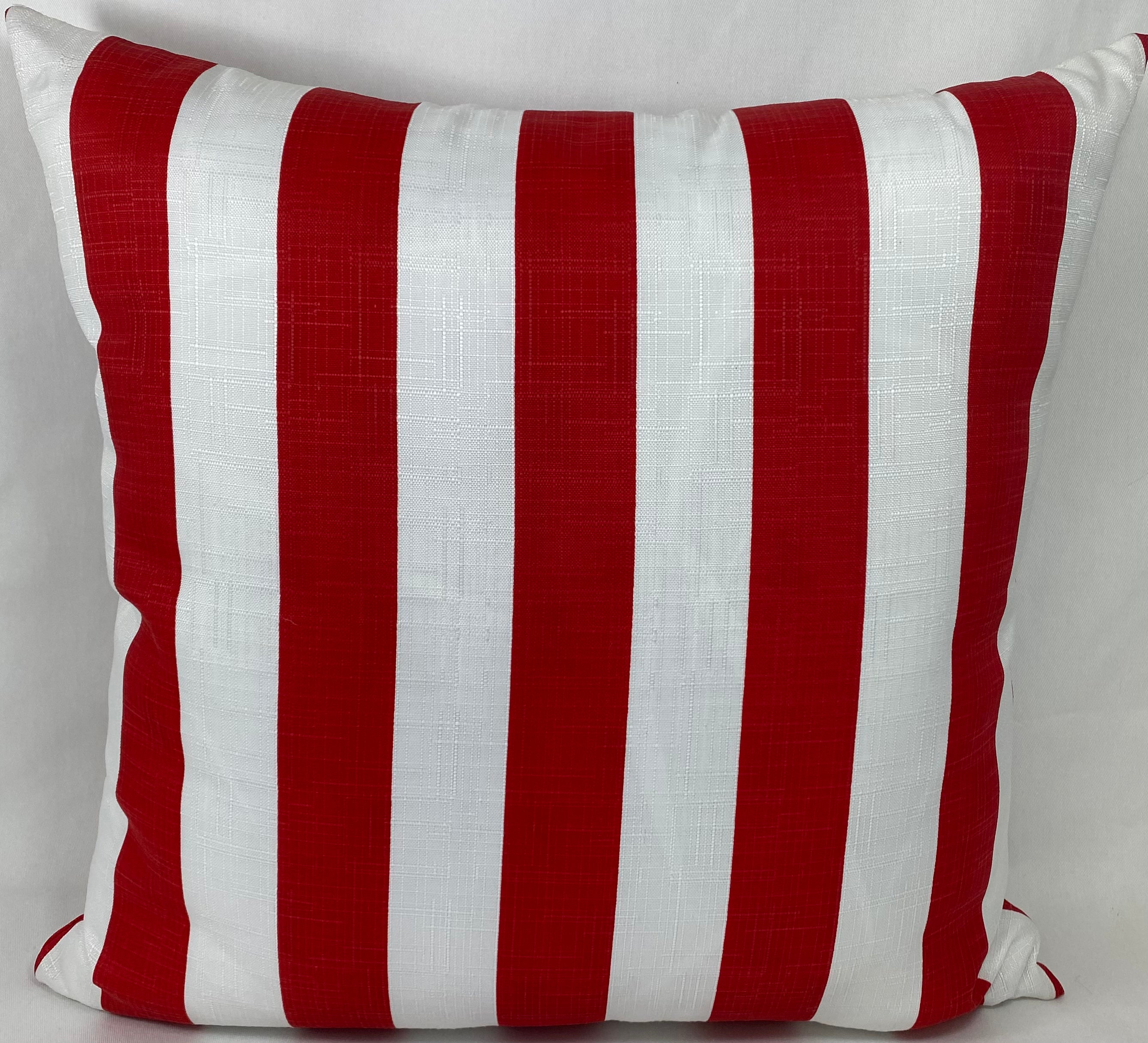 Luxury Outdoor Pillow – 22" × 22" – Cafe Stripe Red