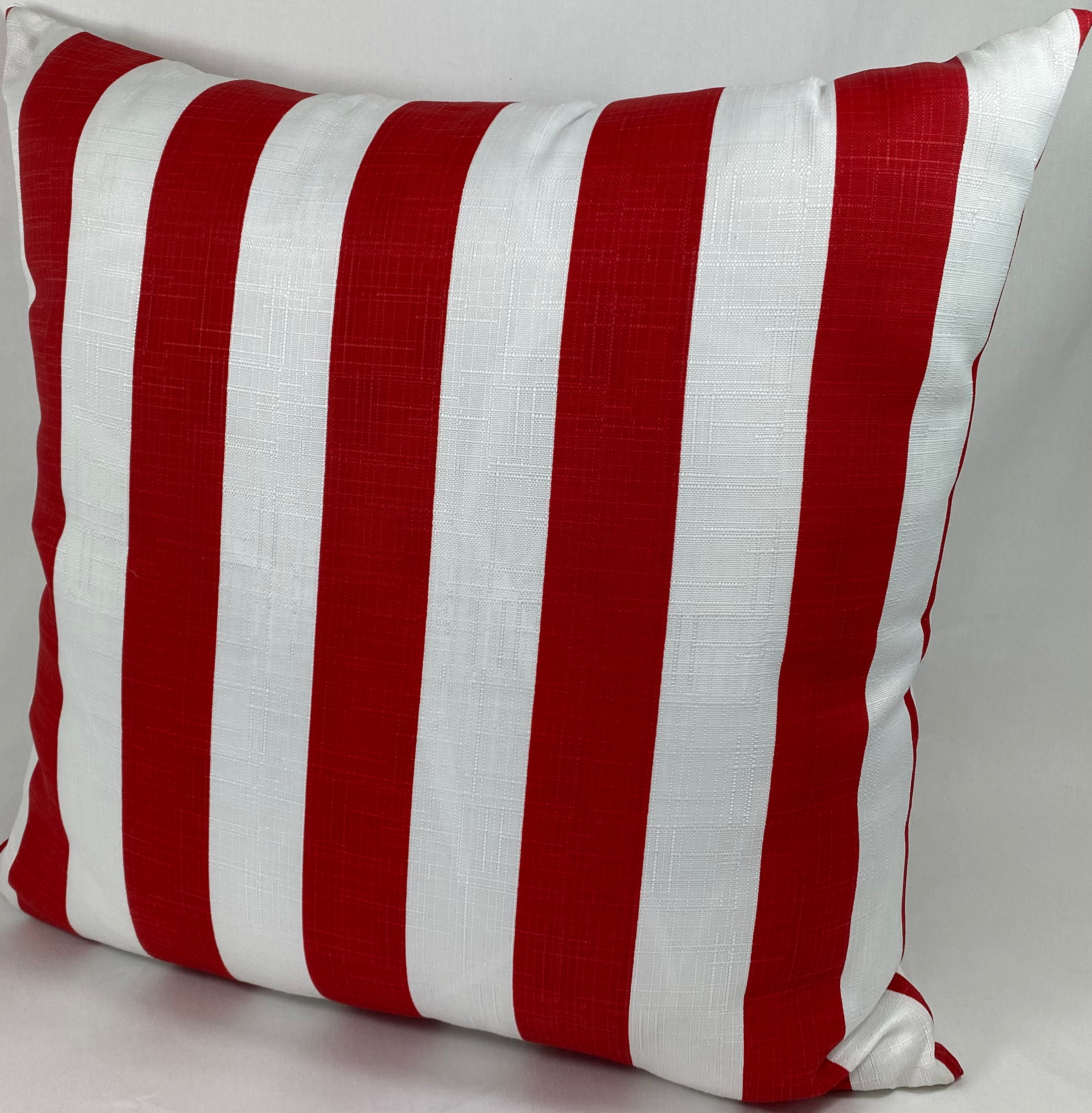Luxury Outdoor Pillow – 22" × 22" – Cafe Stripe Red