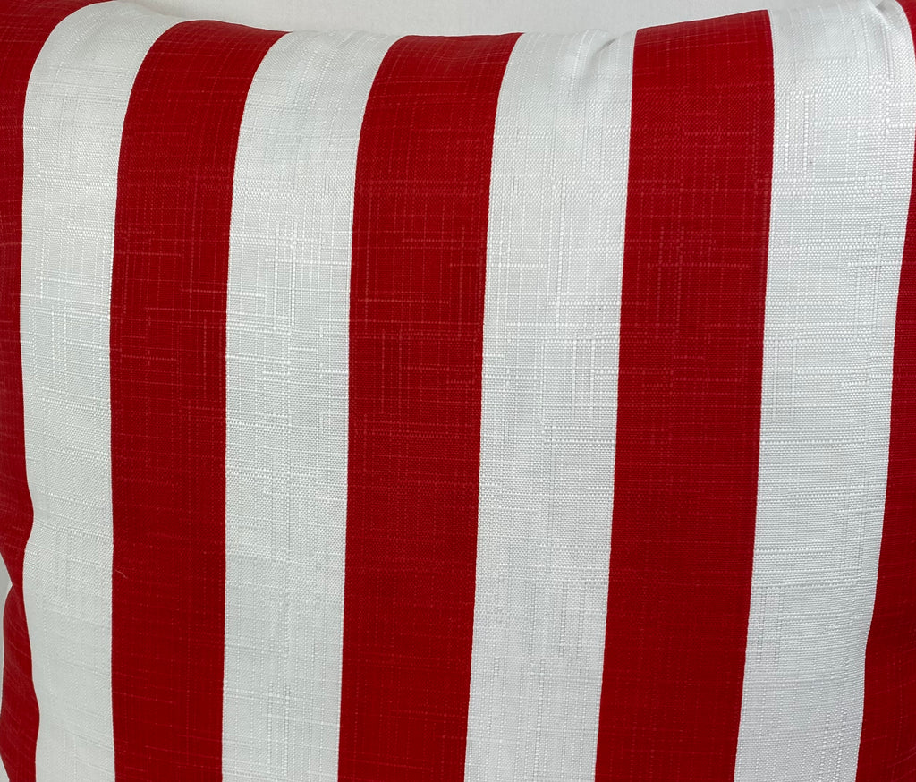 Luxury Outdoor Pillow – 22" × 22" – Cafe Stripe Red