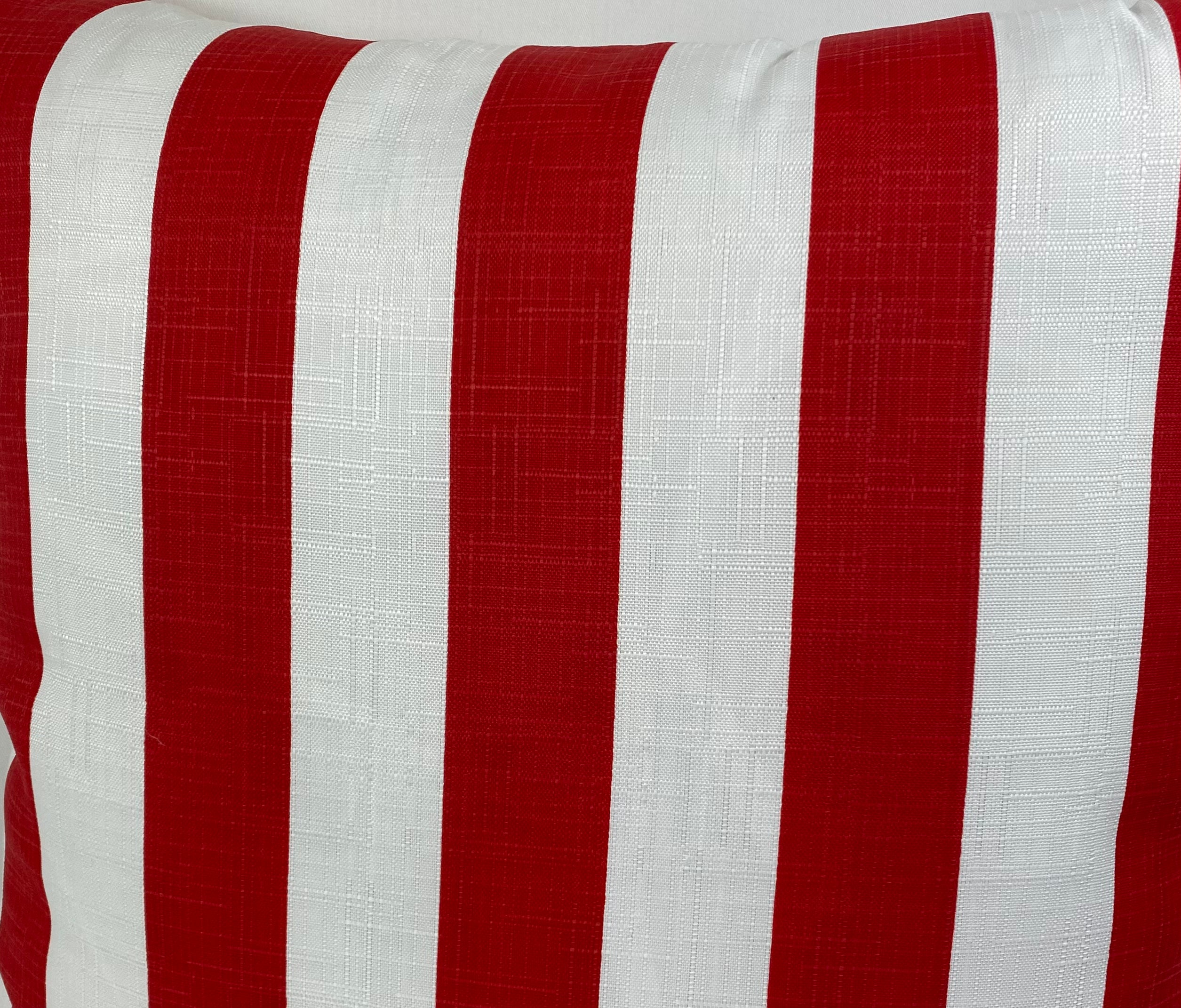 Luxury Outdoor Pillow – 22" × 22" – Cafe Stripe Red