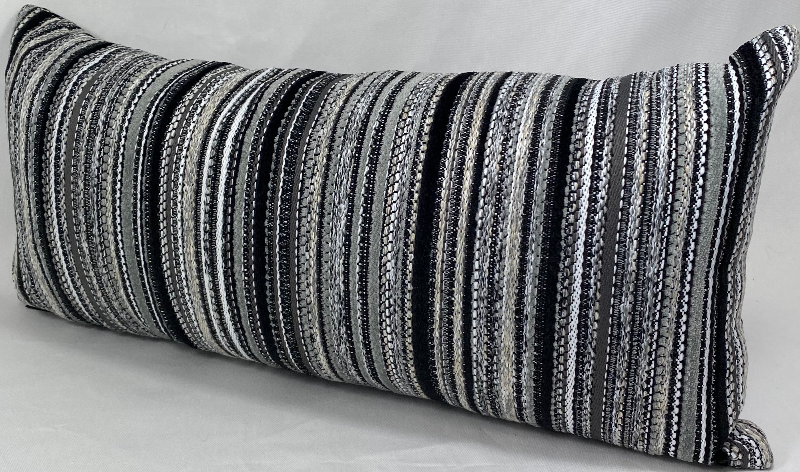 Luxury Outdoor Lumbar Pillow – 22" × 22" – Peerless Stripe