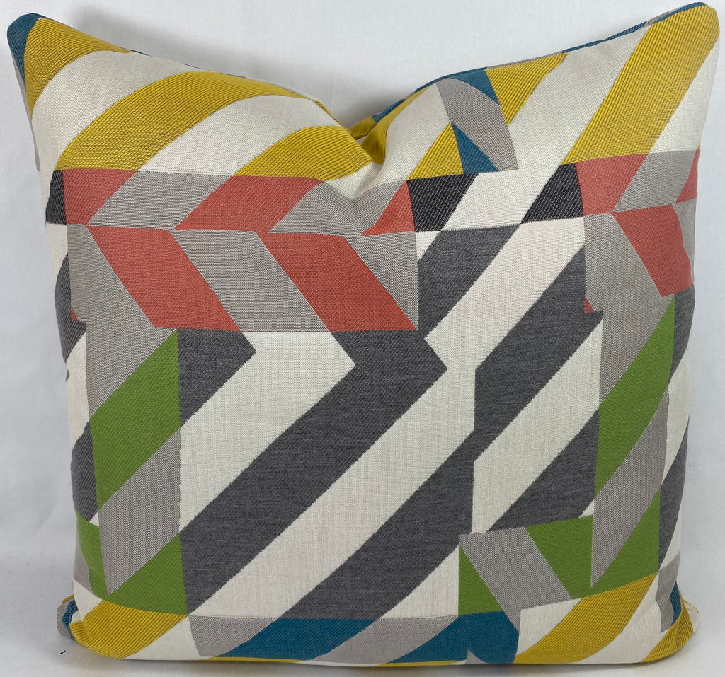 Luxury Outdoor Pillow – 22" × 22" – Saint Barts Multi No Piping
