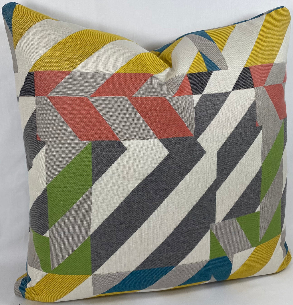 Luxury Outdoor Pillow – 22" × 22" – Saint Barts Multi No Piping