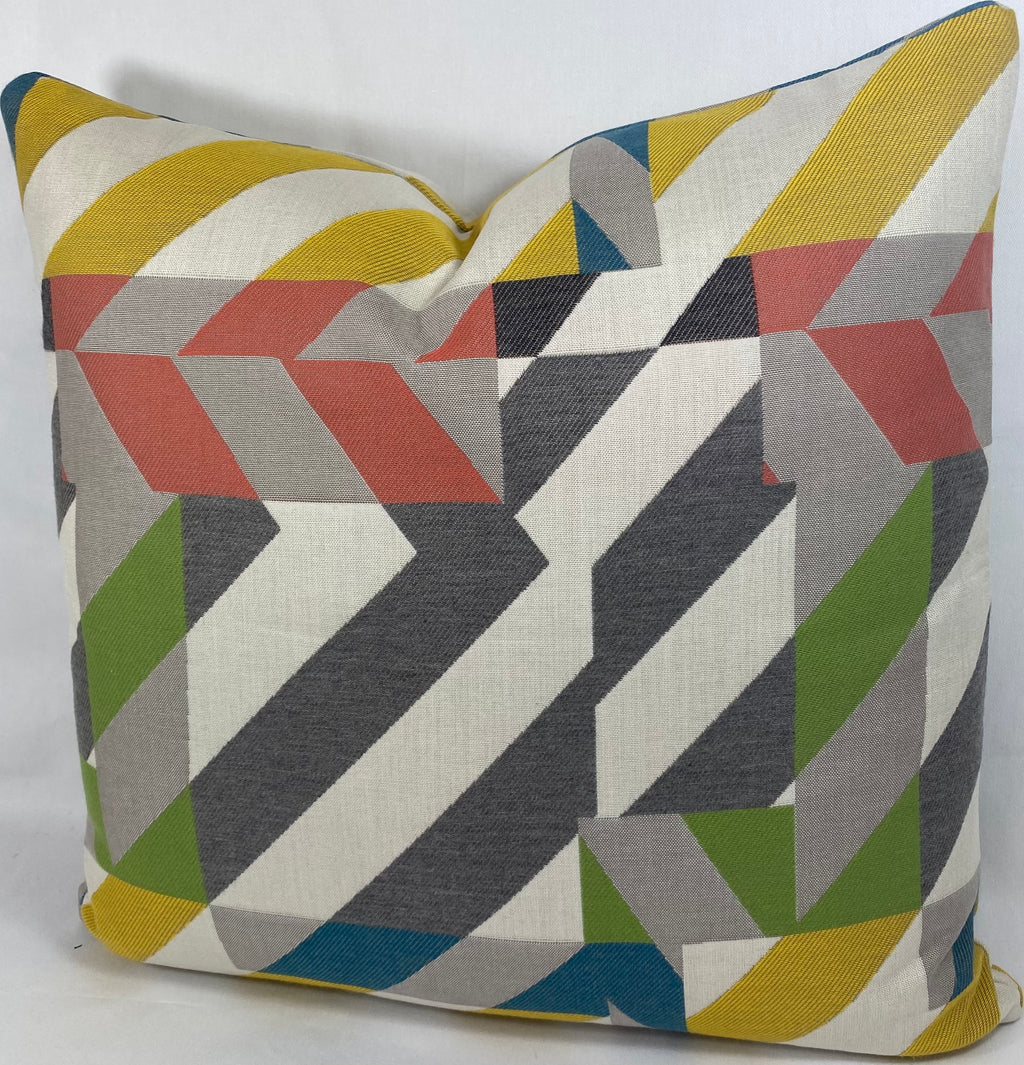 Luxury Outdoor Pillow – 22" × 22" – Saint Barts Multi No Piping