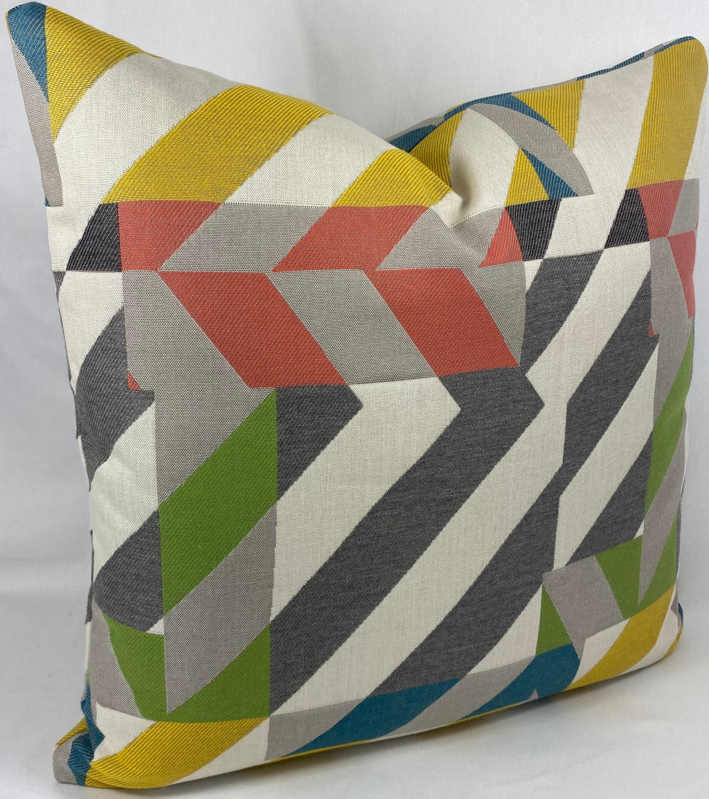 Luxury Outdoor Pillow – 22" × 22" – Saint Barts Multi No Piping