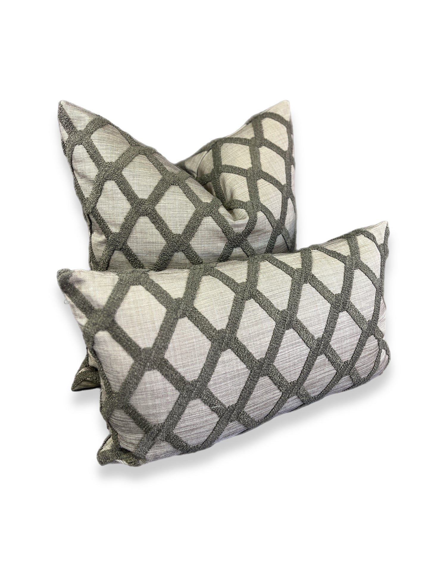 Luxury Pillow - 24” x 24” - Mocha Dream; mocha brown textural geometric patterns on top of a dreamy taupe woven background