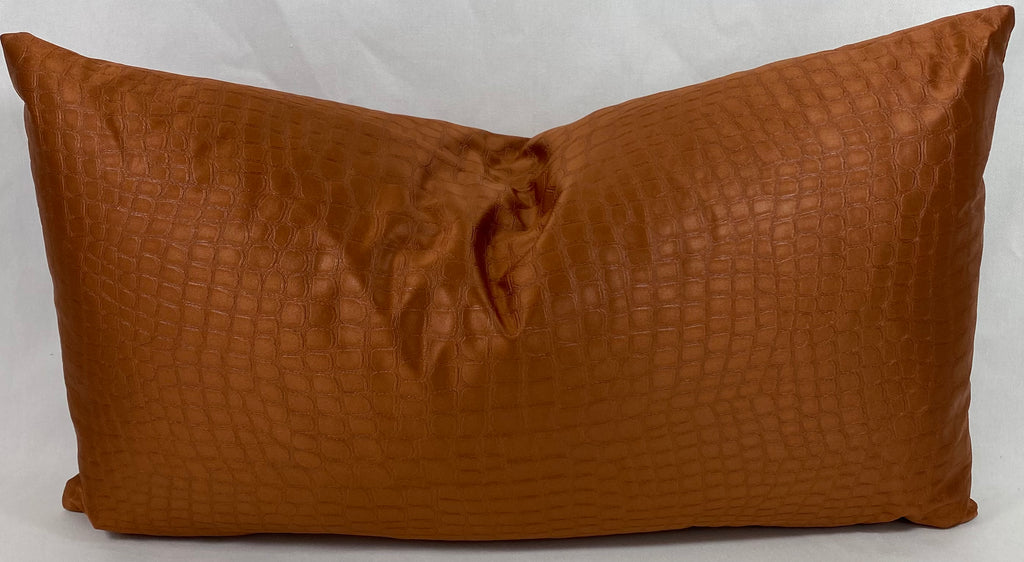 Luxury Lumbar Pillow – 24" × 14" – Croc Copper