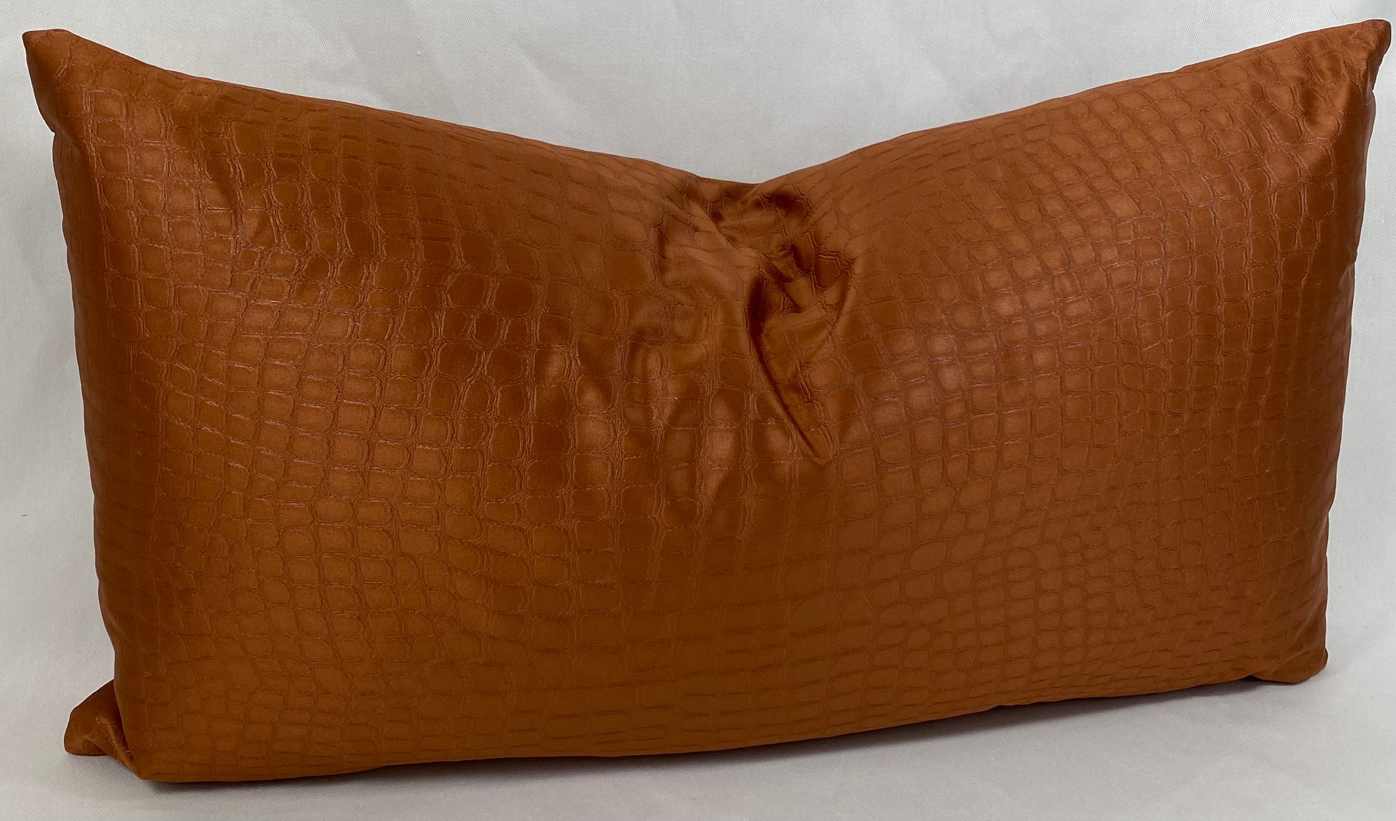 Luxury Lumbar Pillow – 24" × 14" – Croc Copper