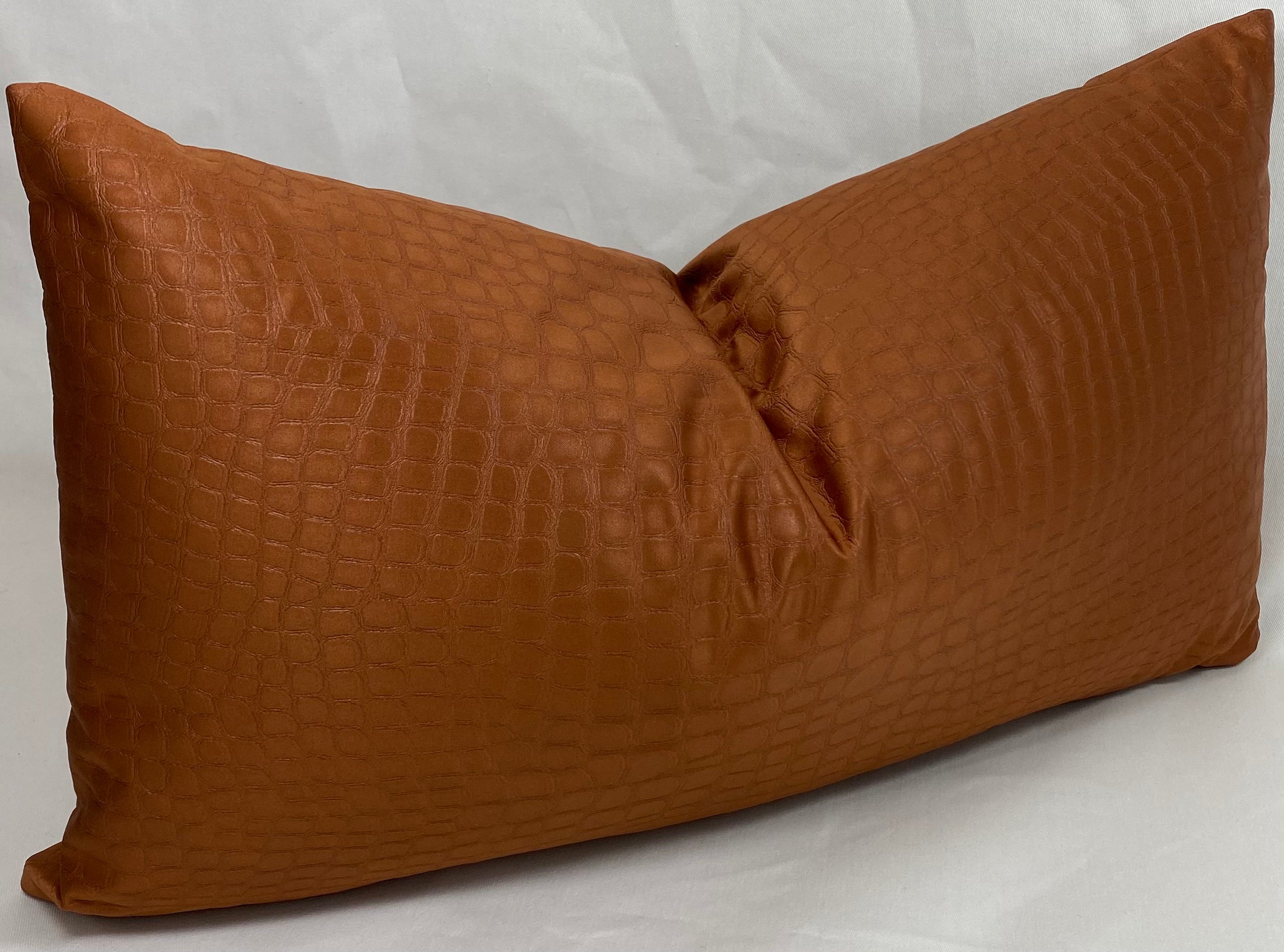 Luxury Lumbar Pillow – 24" × 14" – Croc Copper