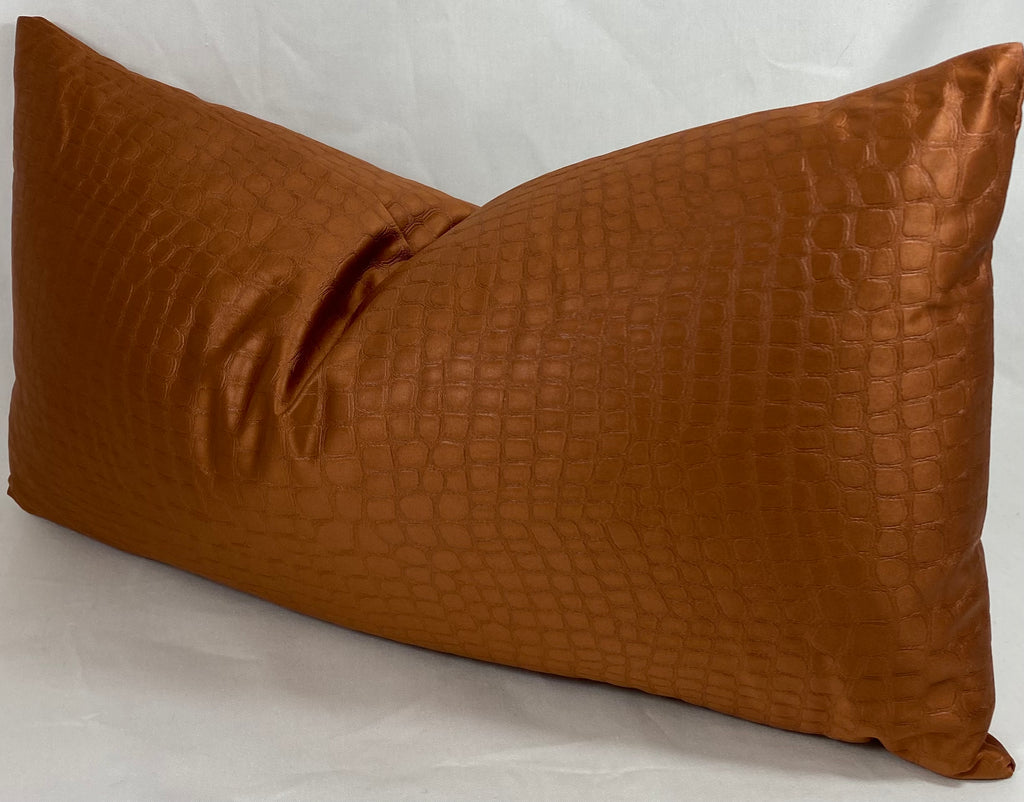 Luxury Lumbar Pillow – 24" × 14" – Croc Copper