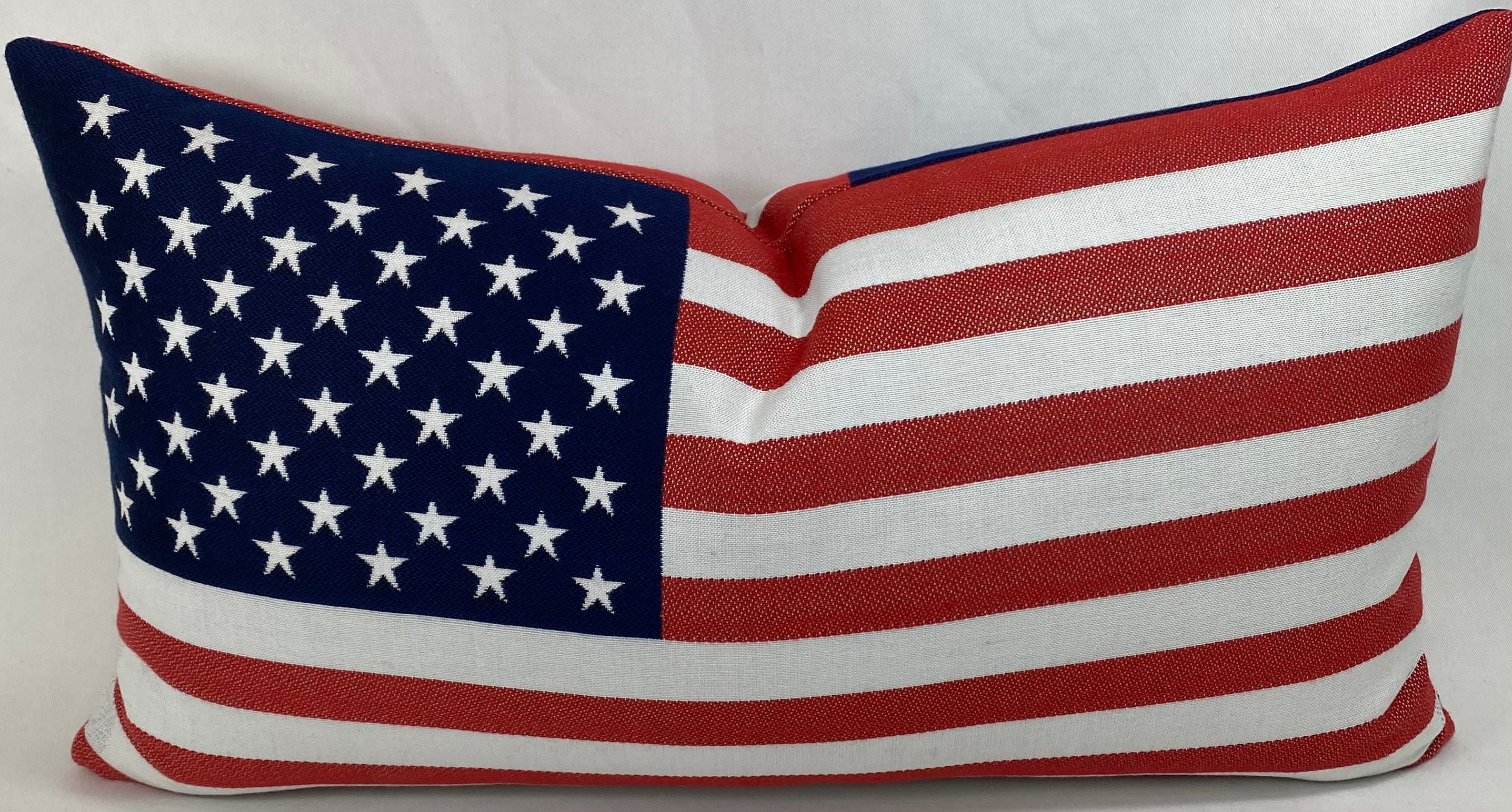 Luxury Outdoor Lumbar Pillow – 24" × 13" – Sunbrella American Flag