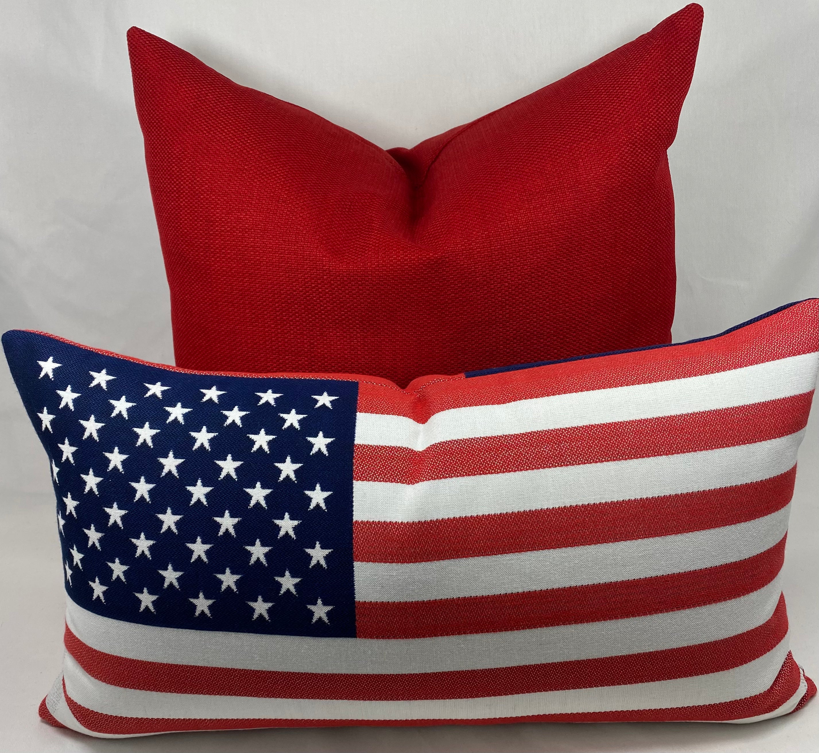 Luxury Outdoor Lumbar Pillow – 24" × 13" – Sunbrella American Flag