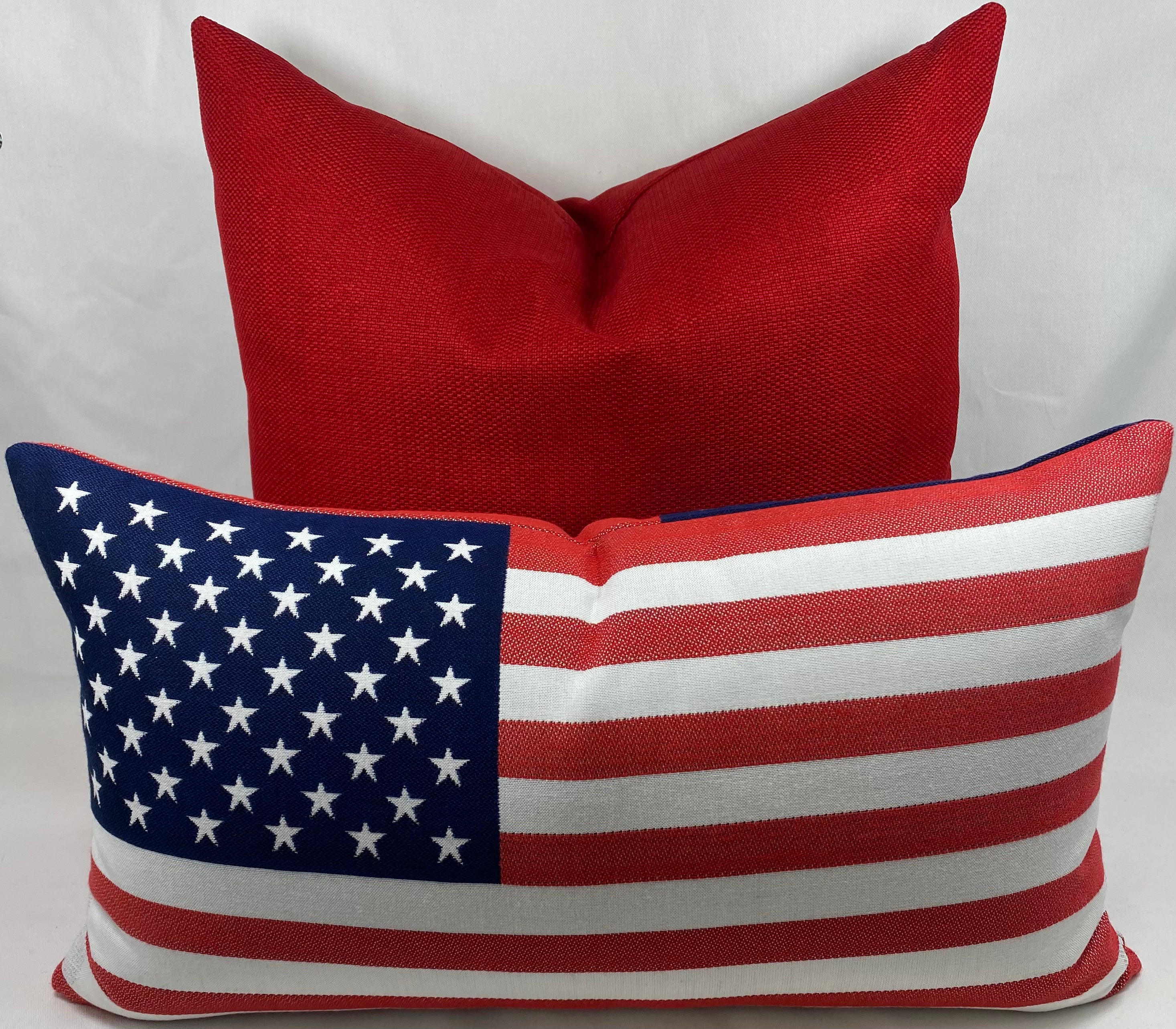 Luxury Outdoor Lumbar Pillow – 24" × 13" – Sunbrella American Flag