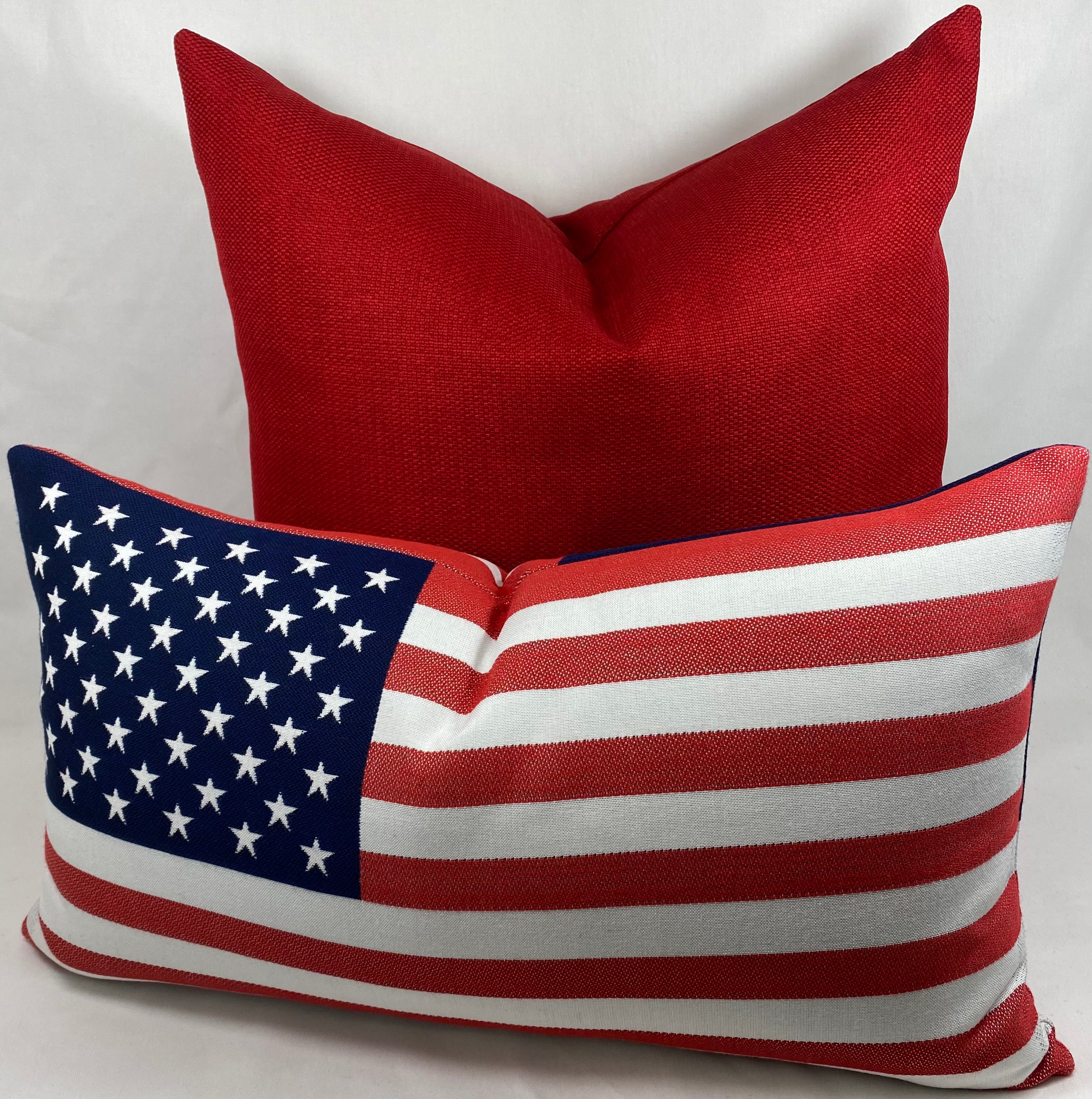 Luxury Outdoor Lumbar Pillow – 24" × 13" – Sunbrella American Flag