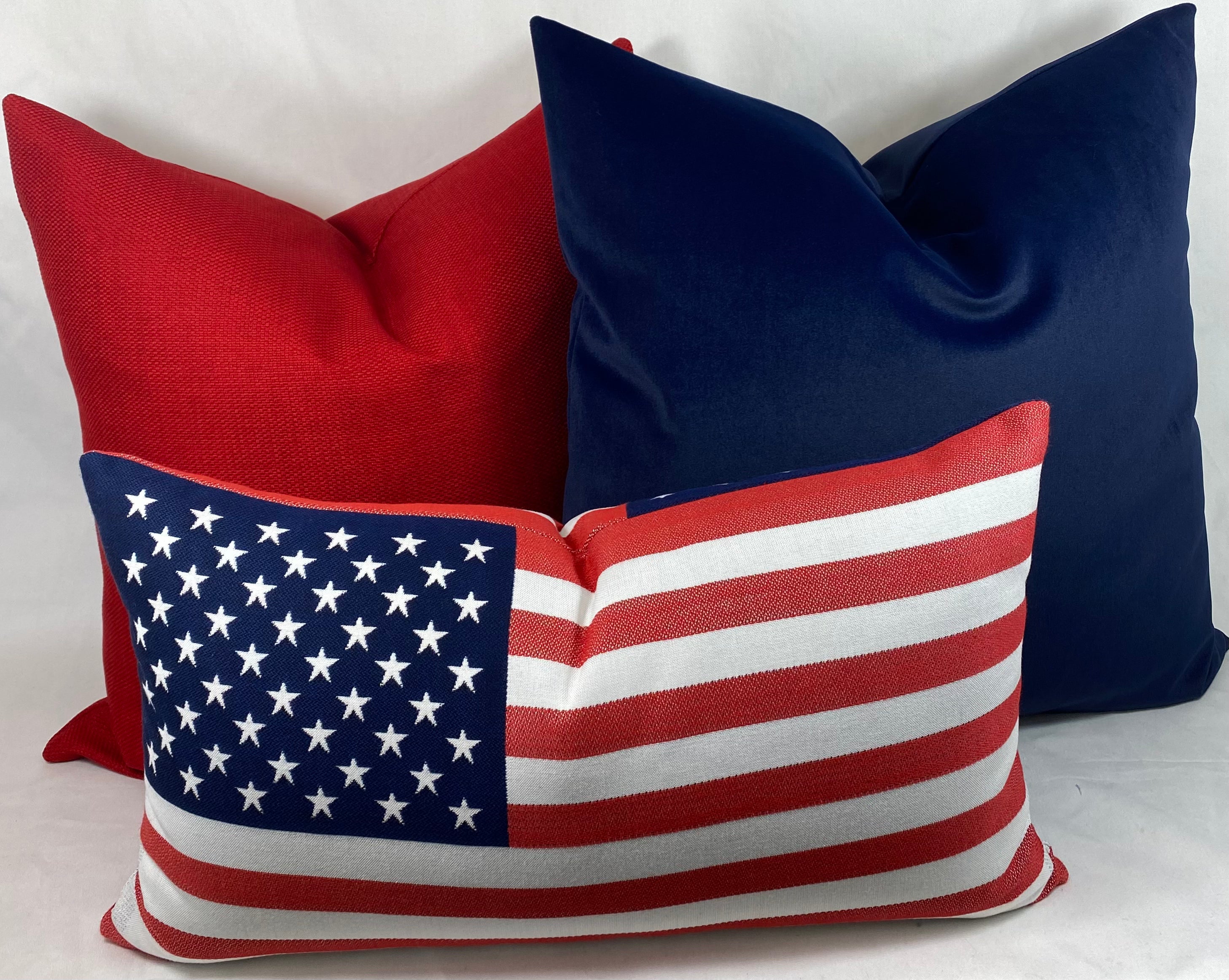 Luxury Outdoor Lumbar Pillow – 24" × 13" – Sunbrella American Flag