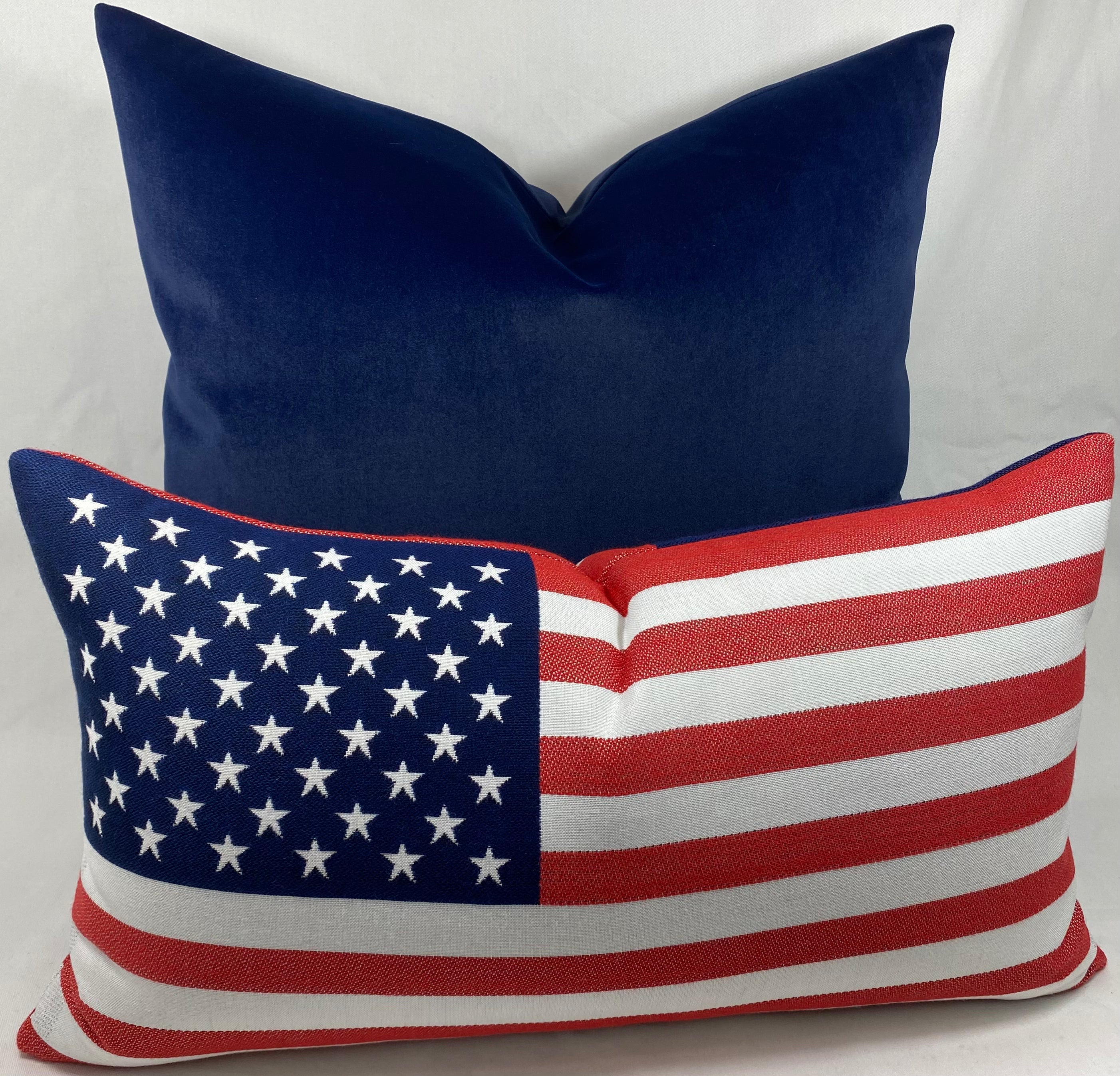 Luxury Outdoor Lumbar Pillow – 24" × 13" – Sunbrella American Flag