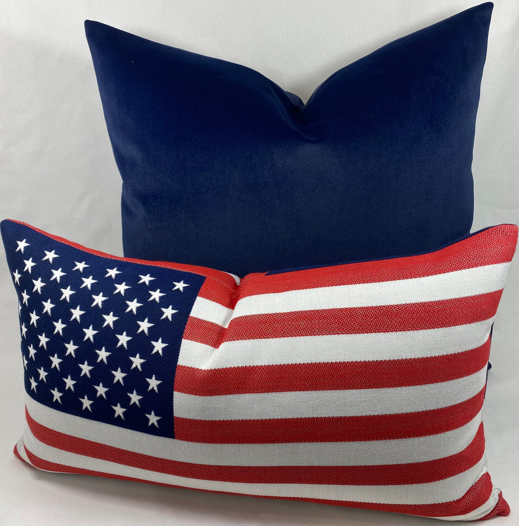 Luxury Outdoor Lumbar Pillow – 24" × 13" – Sunbrella American Flag
