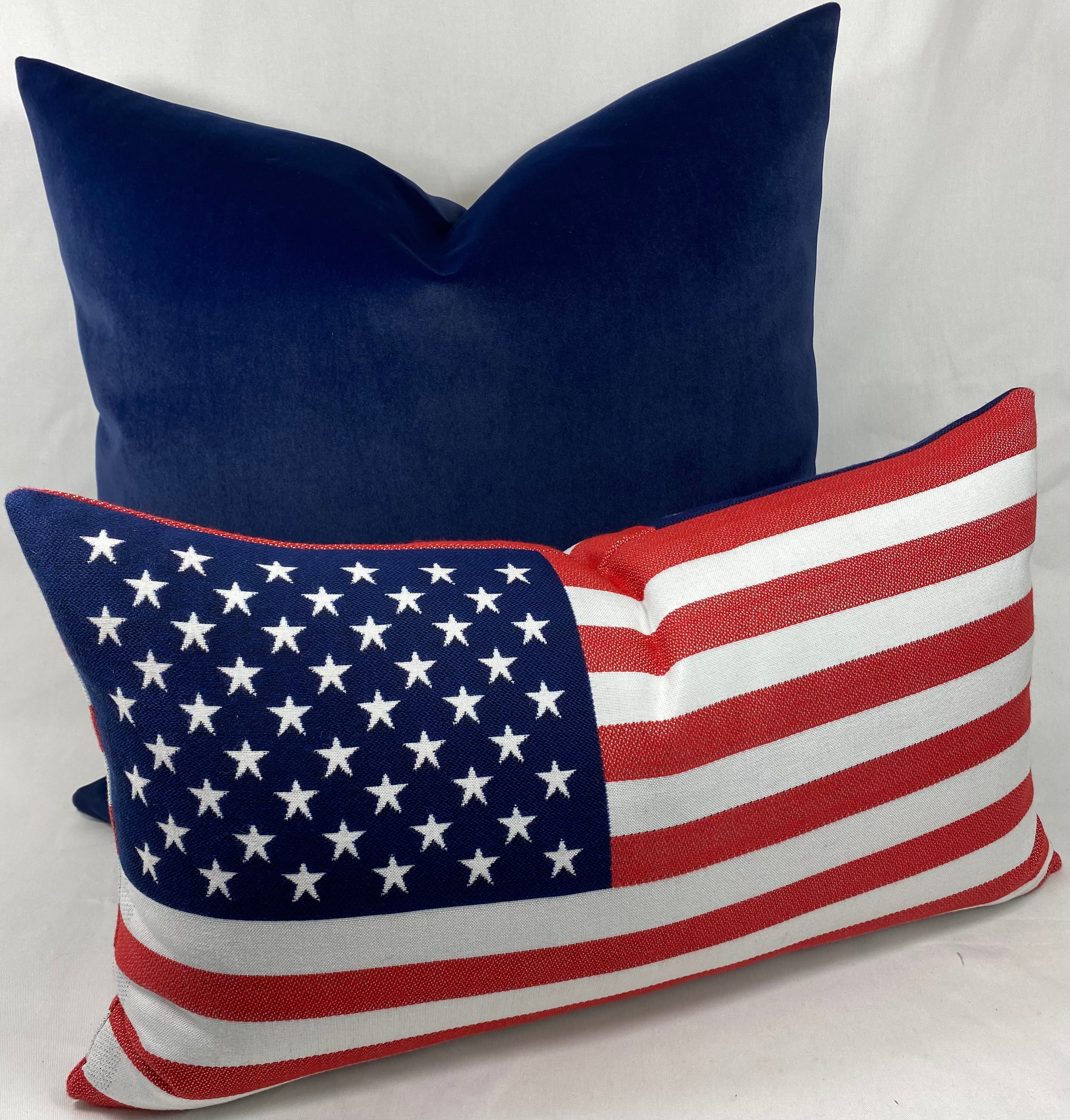 Luxury Outdoor Lumbar Pillow – 24" × 13" – Sunbrella American Flag