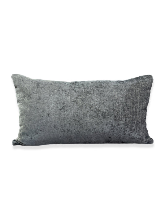 Luxury Lumbar Pillow 24” x 14” - Steel Gray; luscious tightly woven fabric in a steel-like gray