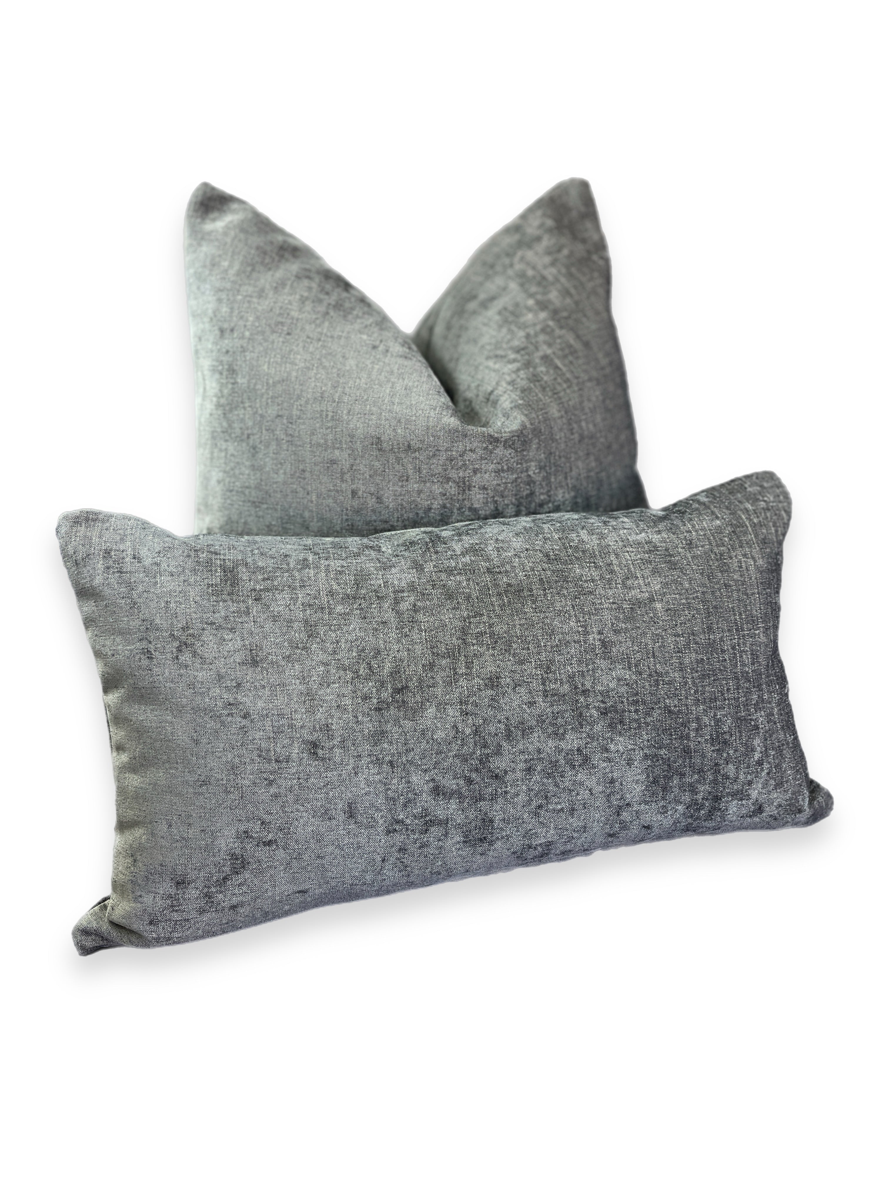 Luxury Lumbar Pillow - 24" x 14" - Steel Gray Luscious Tightly Woven Fabric In A Steel Like Gray