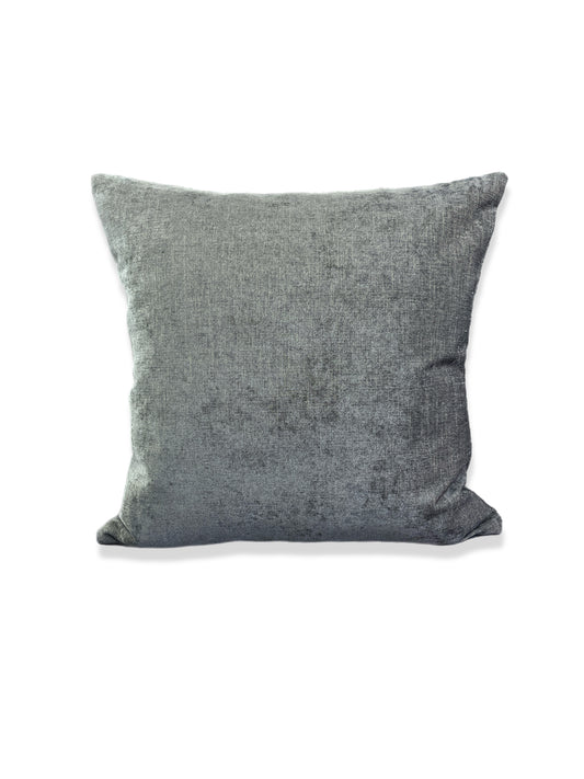 Luxury Pillow 24” x 24” - Steel Gray; luscious tightly woven fabric in a steel-like gray