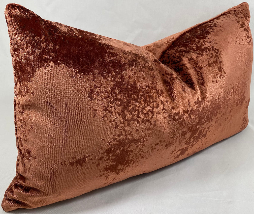 Luxury Lumbar Pillow – 24" × 14" – Grated Copper Coin