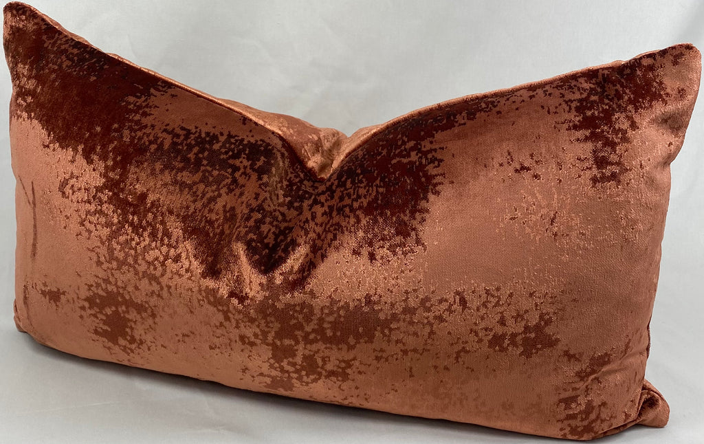 Luxury Lumbar Pillow – 24" × 14" – Grated Copper Coin