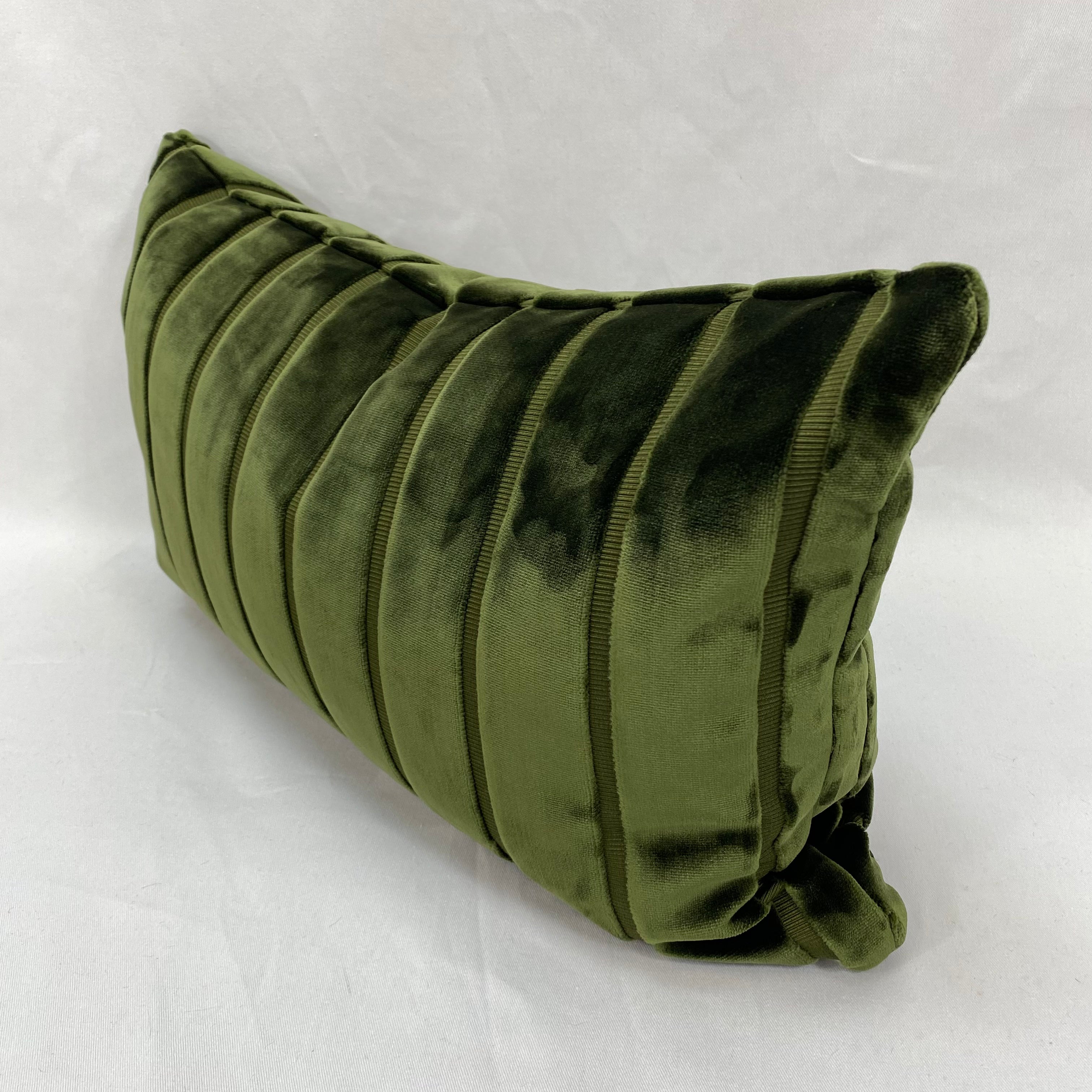 Elysian Stripe Loden – 24" × 14" Luxury Lumbar Pillow