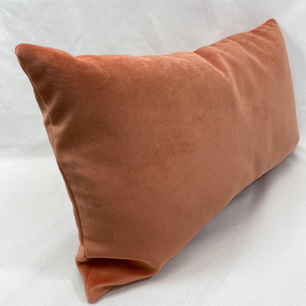 Salmon Velvet – 24" × 14" Luxury Lumbar Pillow