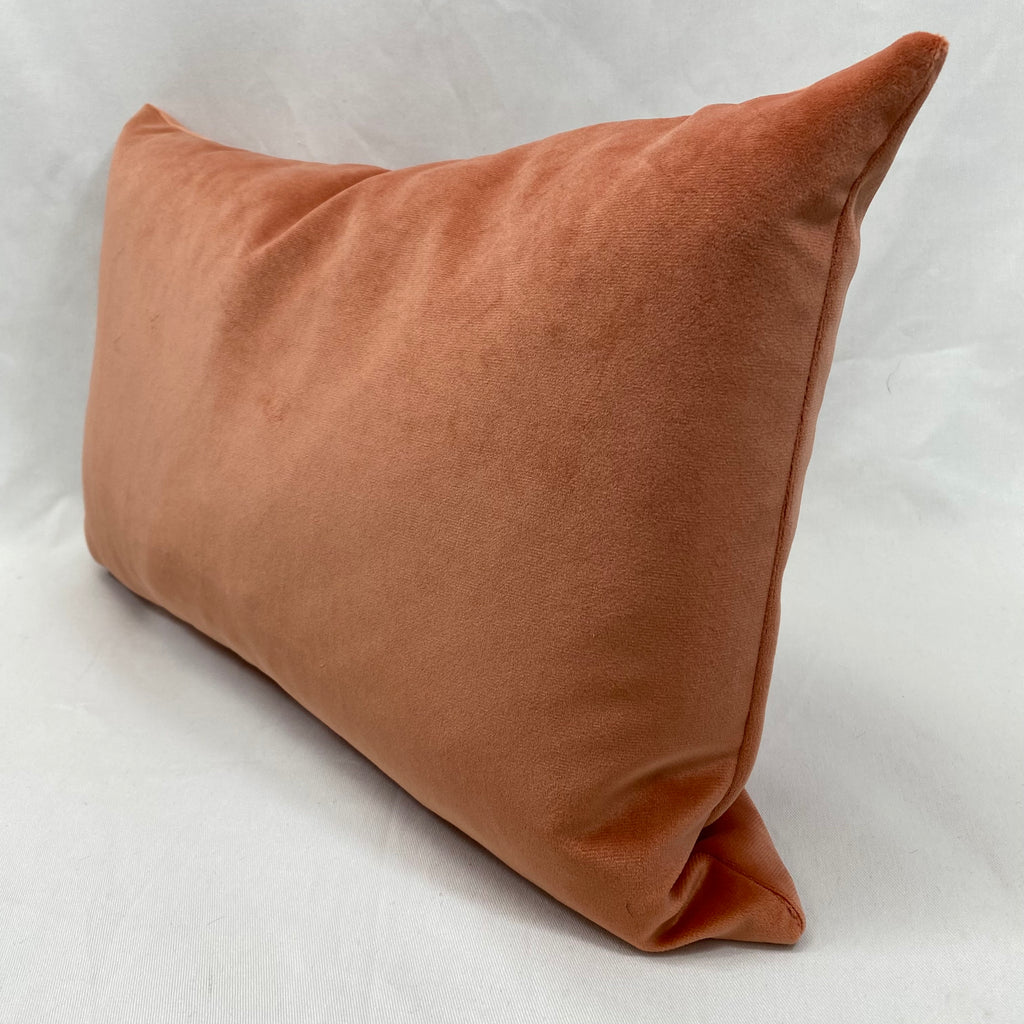 Salmon Velvet – 24" × 14" Luxury Lumbar Pillow