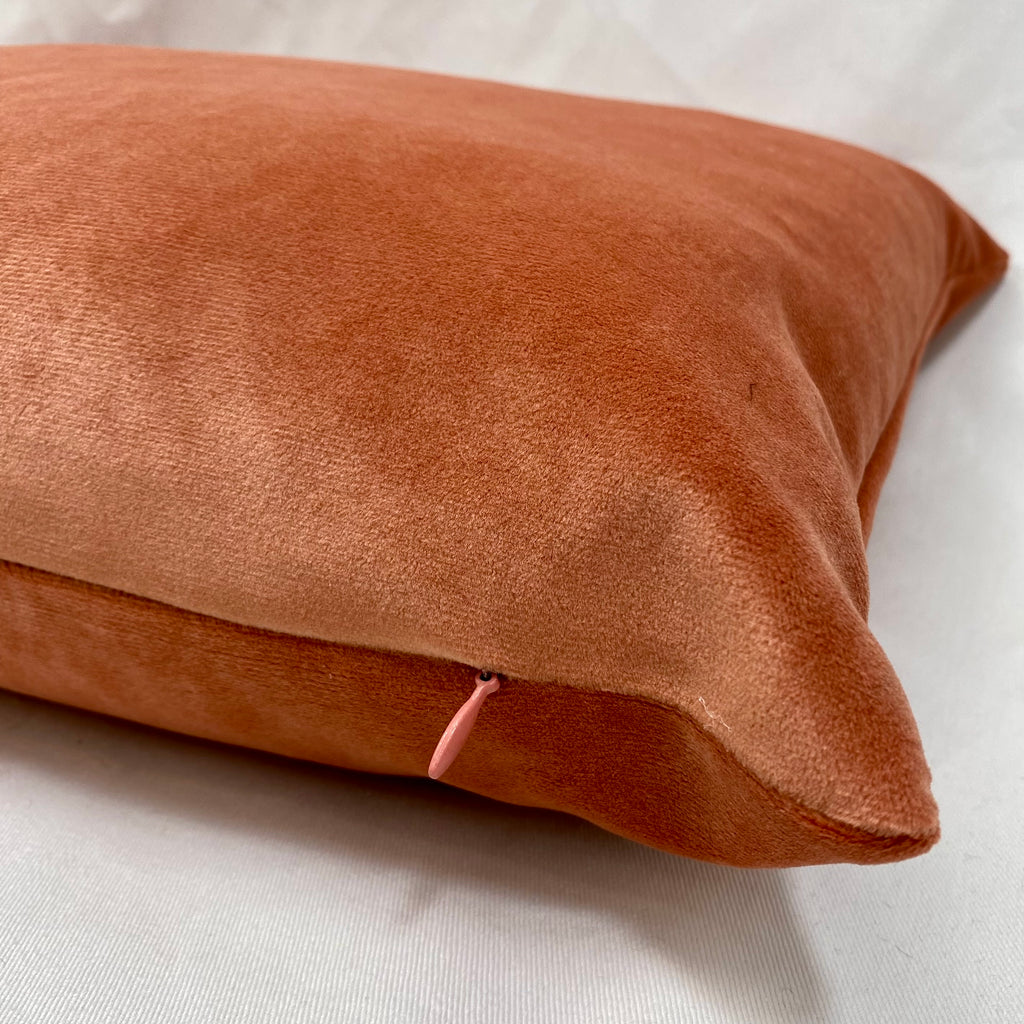 Salmon Velvet – 24" × 14" Luxury Lumbar Pillow