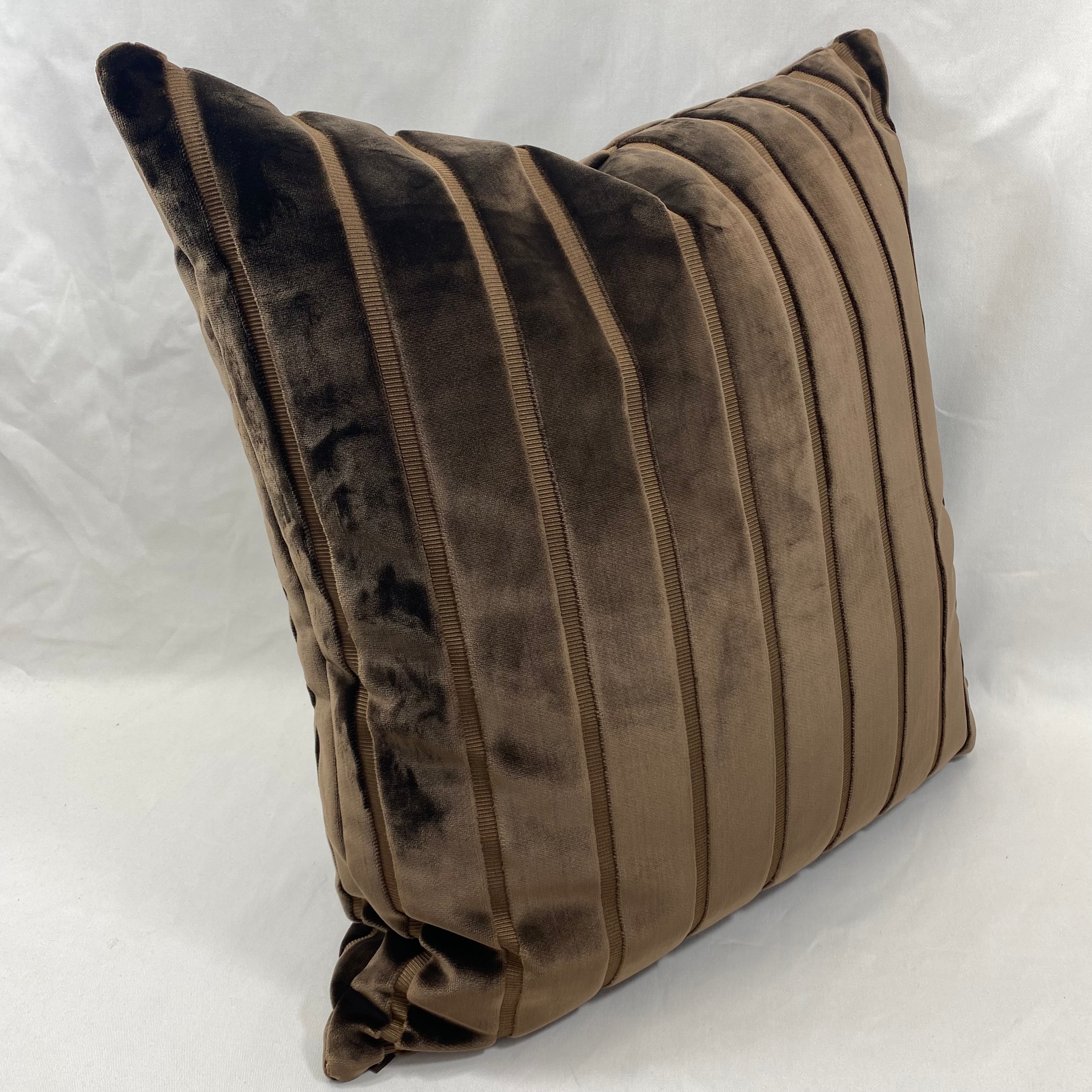 Elysian Stripe Chocolate – 24" × 24" Luxury Square Pillow