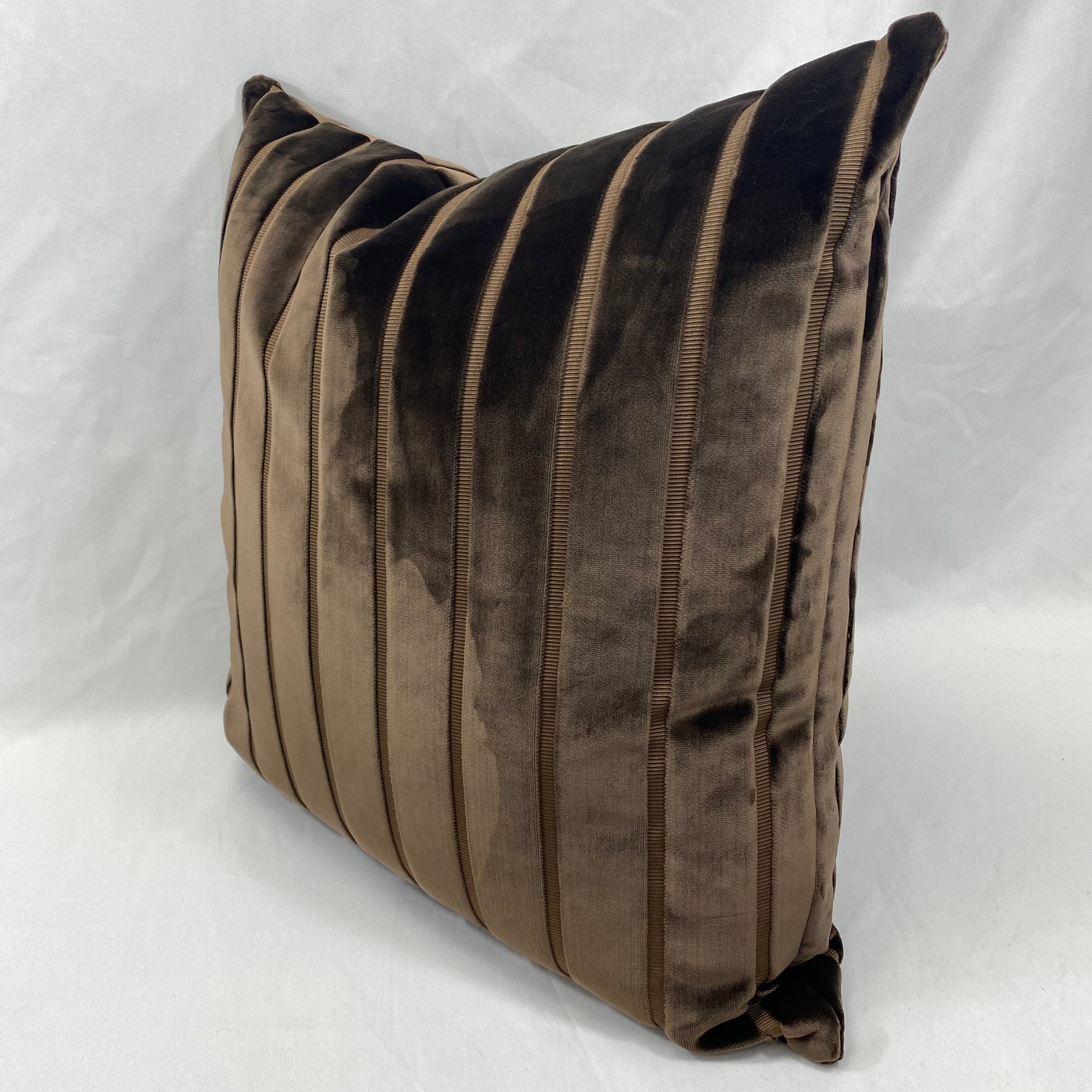 Elysian Stripe Chocolate – 24" × 24" Luxury Square Pillow