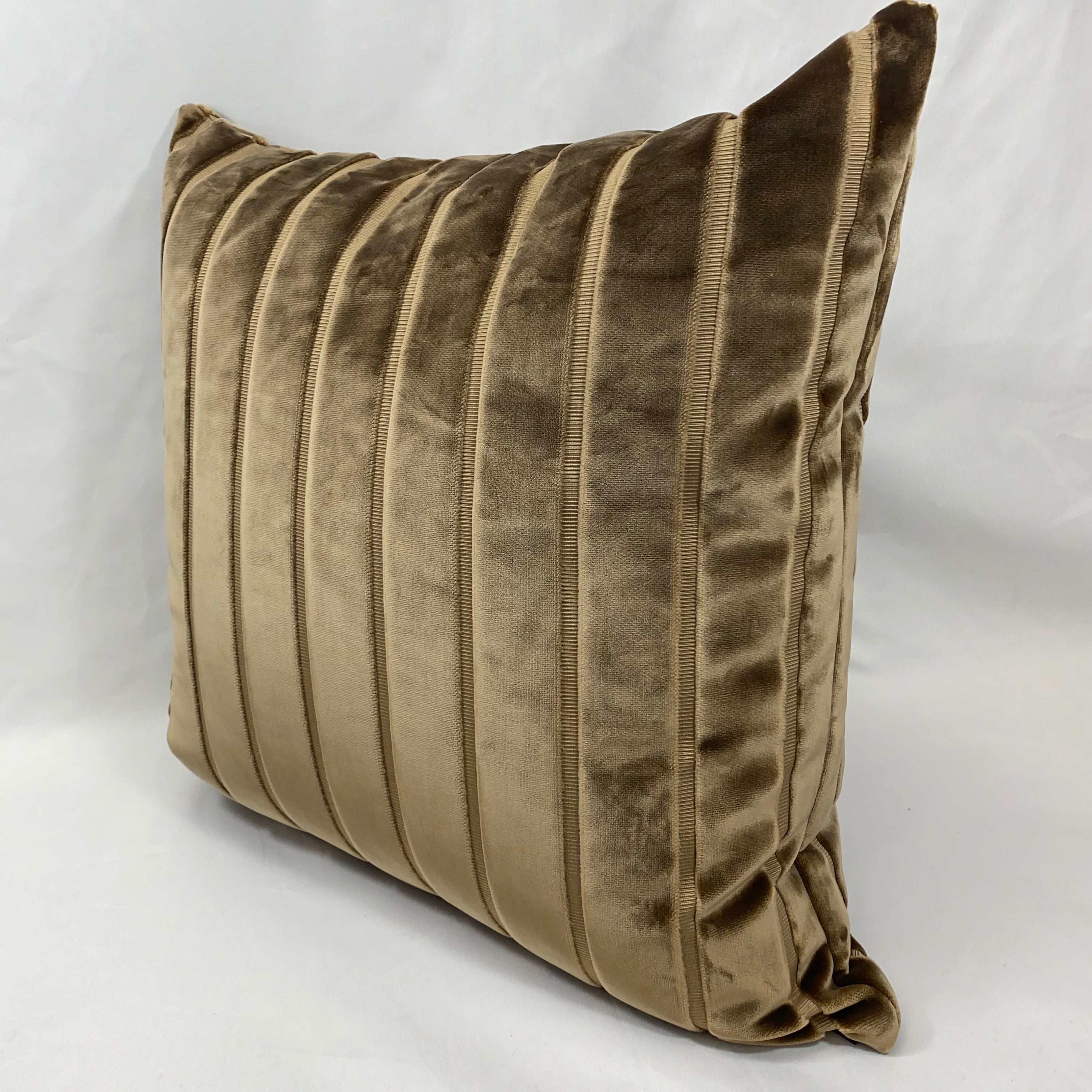 Elysian Stripe Walnut – 24" × 24" Luxury Square Pillow