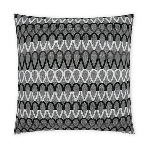 Luxury Outdoor Pillow - 22" x 22" - Lozenge. Tear drop shapes of black and white on a grey background