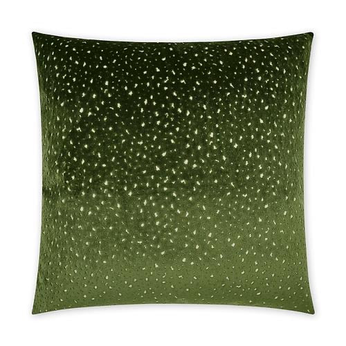 Luxury Pillow - 24” x 24” - Emory-Parsley; Velvet deep green fabric over a shiny silver background with a beautiful cream backing