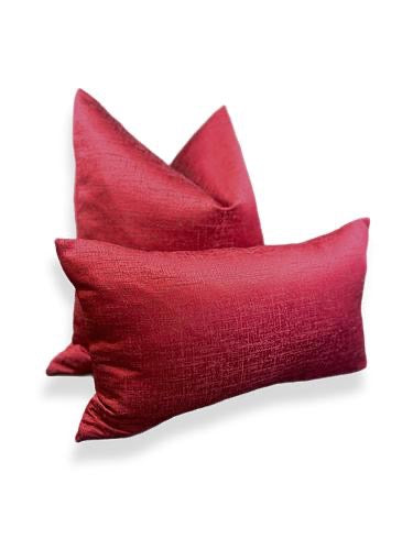 Luxury Pillow - 24" x 24" - Festive Red; bright red with hints of reflective stitching