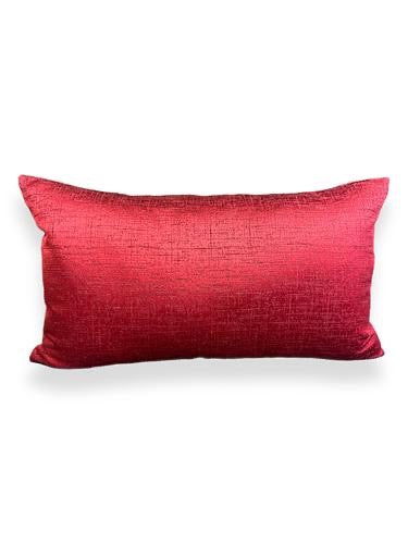 Luxury Lumbar Pillow - 24" x 14" - Festive Red; bright red with hints of reflective stitching