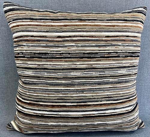 Luxury Pillow - 24" x 24" - Formations; Lush textured stripes of  Lush textured neutral stripes of brown, white, gray, black