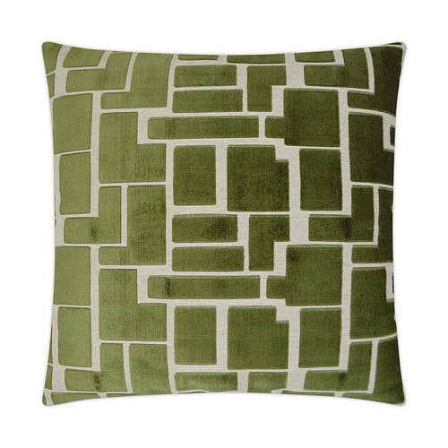 Luxury Pillow - 24" x 24" - Aura-Olive; Olive velvet over a cream background in and abstract design