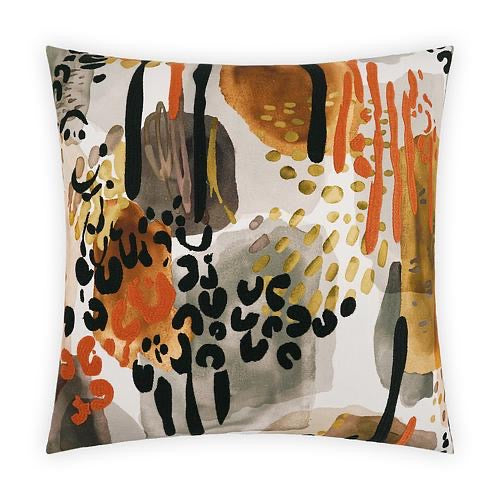 Luxury Pillow -  24" x 24" -  Fauve-Safari; Bold and Fun print of black, orange, gold, gray and tan