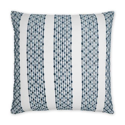 Luxury Pillow - 24" x 24" - Amerson; Gorgeous crisp white linen embroidered with blue cording