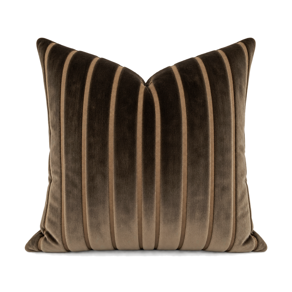 Elysian Stripe Chocolate – 24" × 24" Luxury Square Pillow